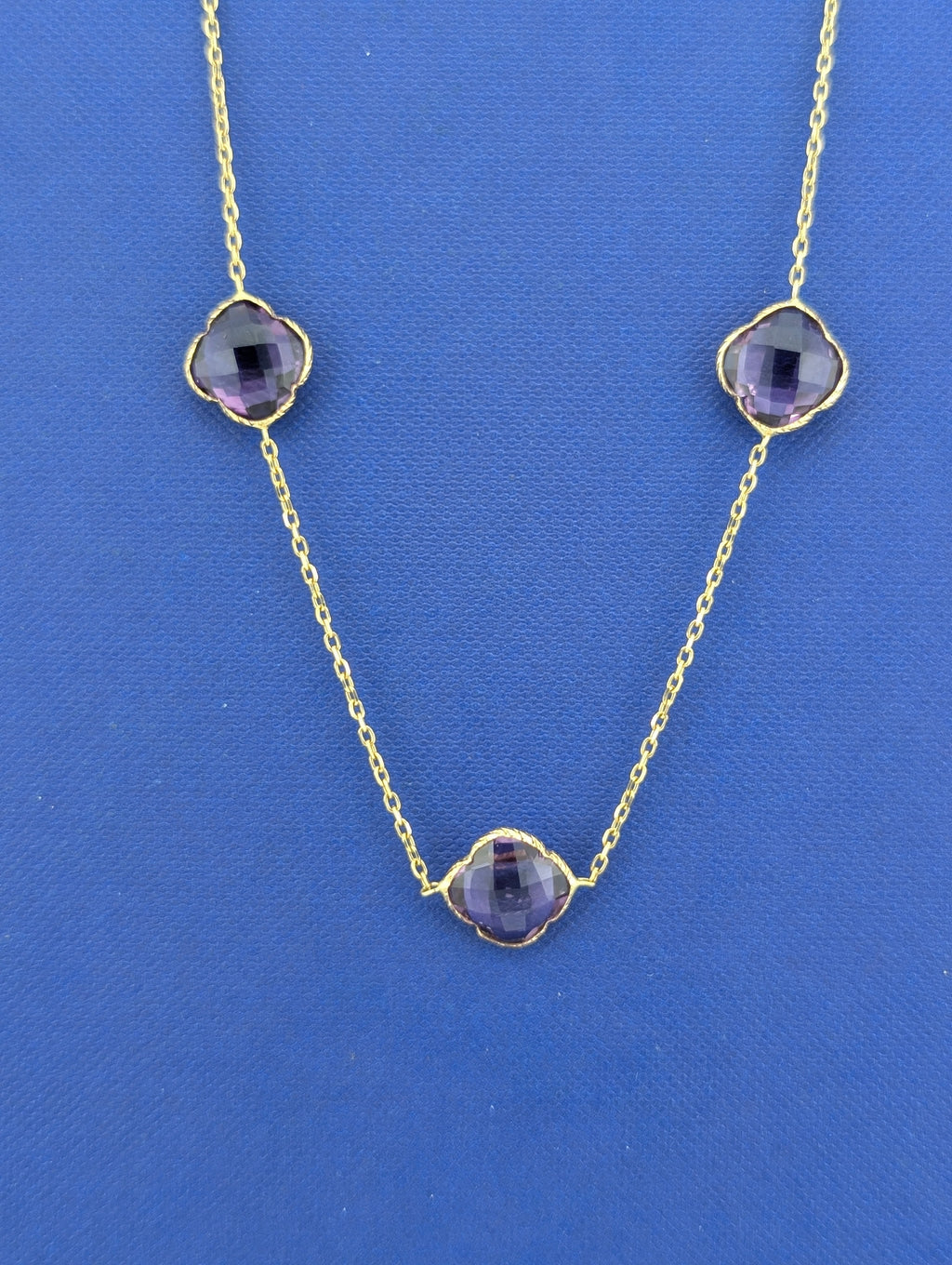 14kt Amethyst Six Stone Station Necklace