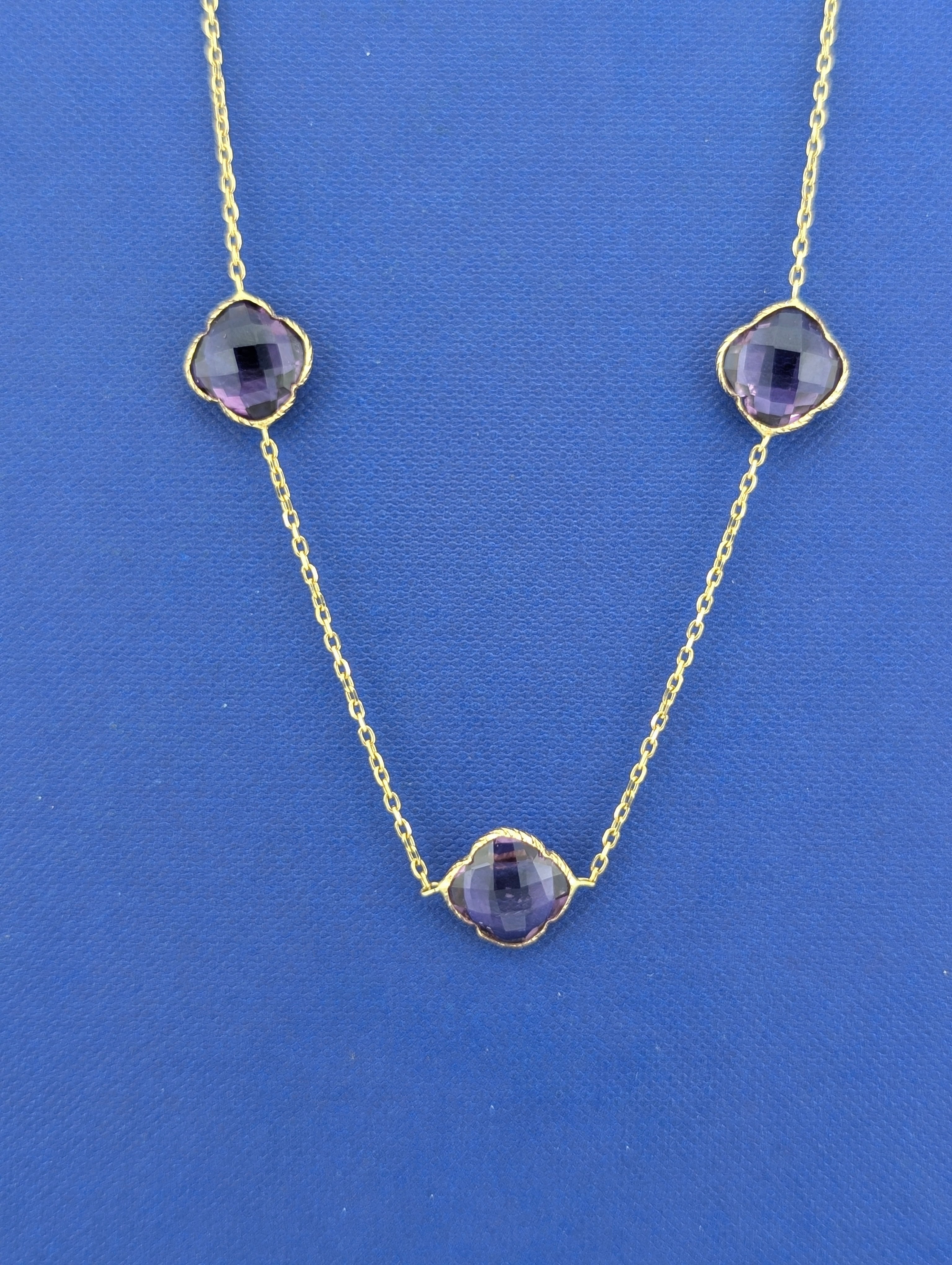 14kt Amethyst Six Stone Station Necklace