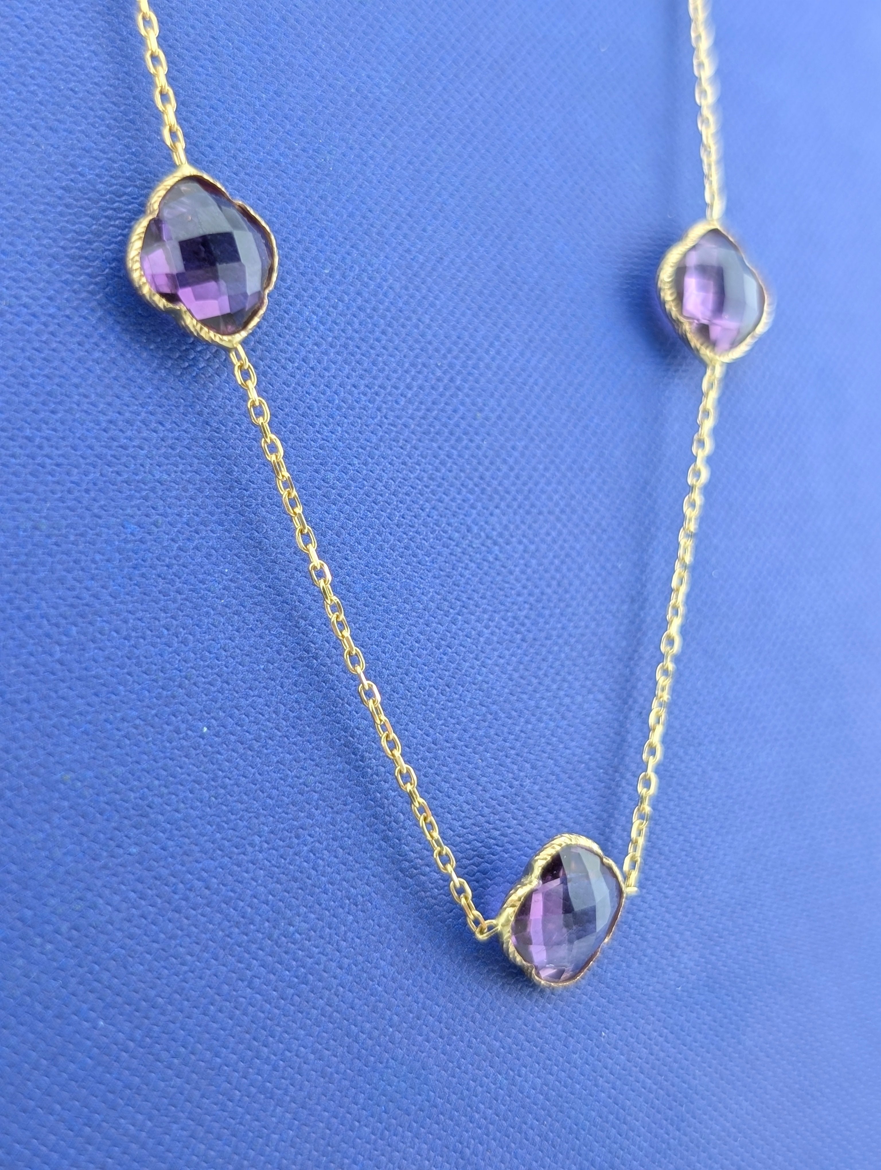 14kt Amethyst Six Stone Station Necklace