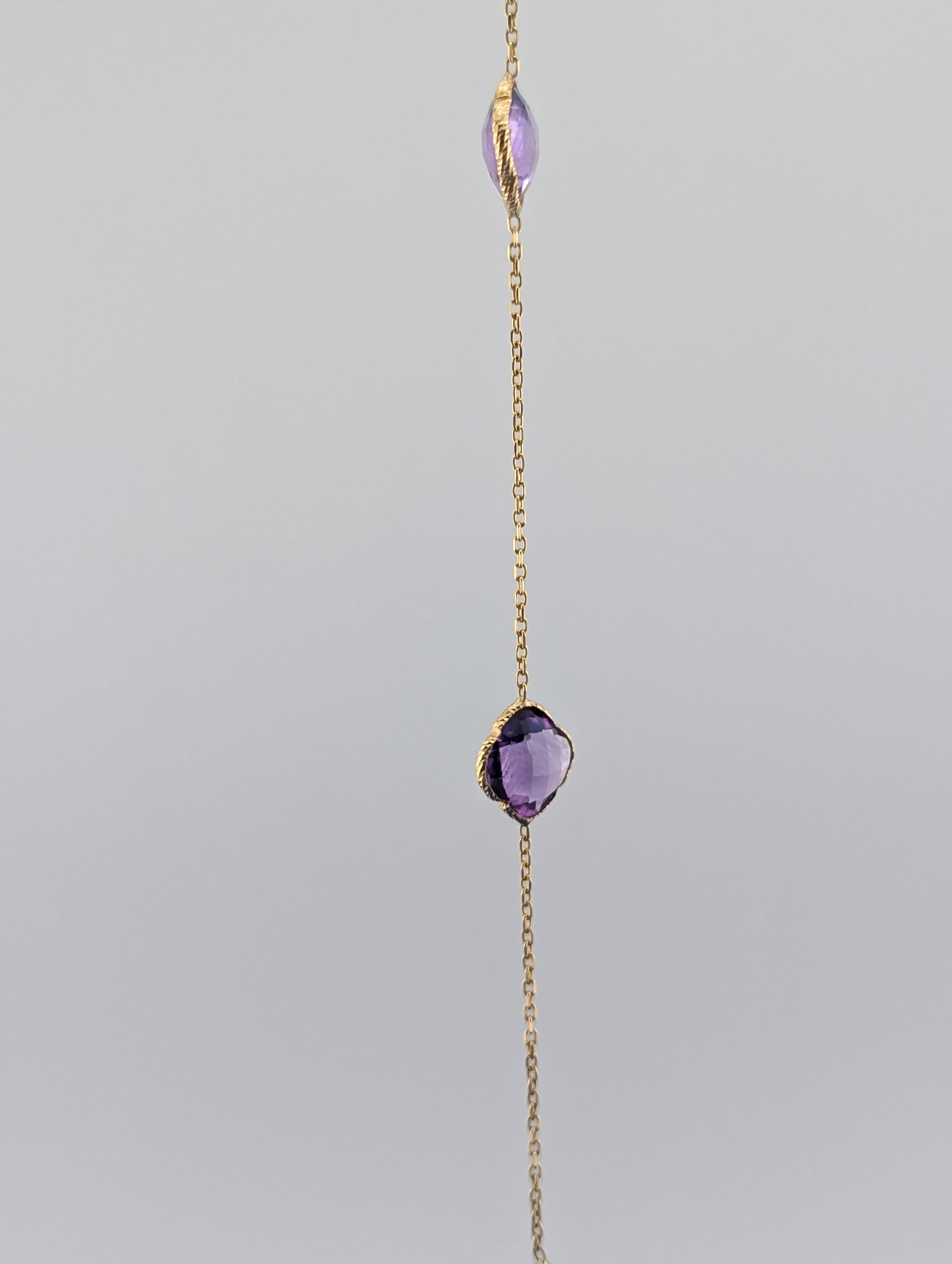 14kt Amethyst Six Stone Station Necklace