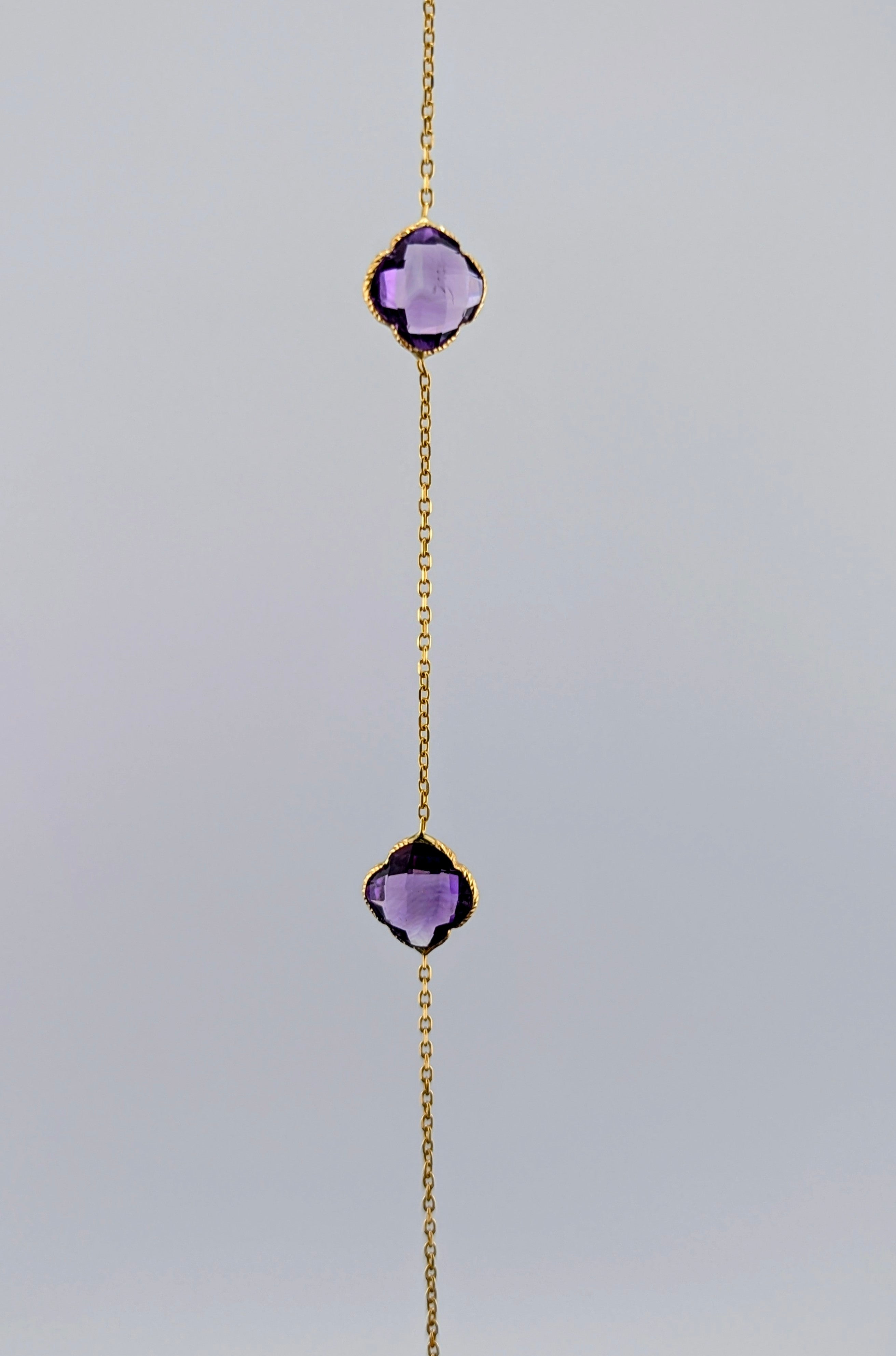 14kt Amethyst Six Stone Station Necklace