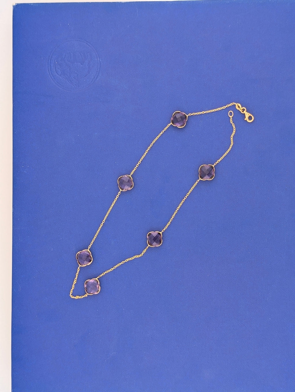 14kt Amethyst Six Stone Station Necklace