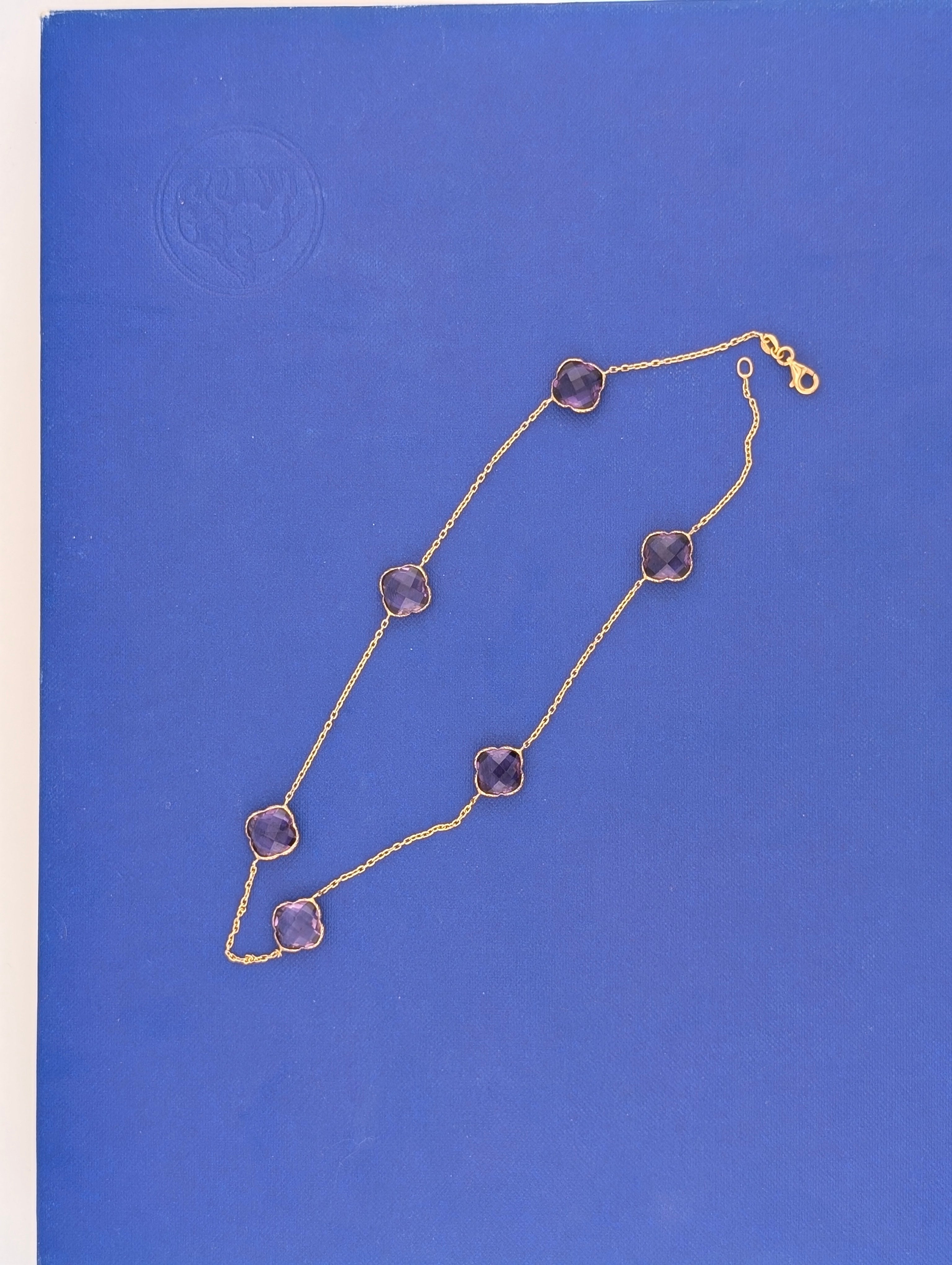 14kt Amethyst Six Stone Station Necklace