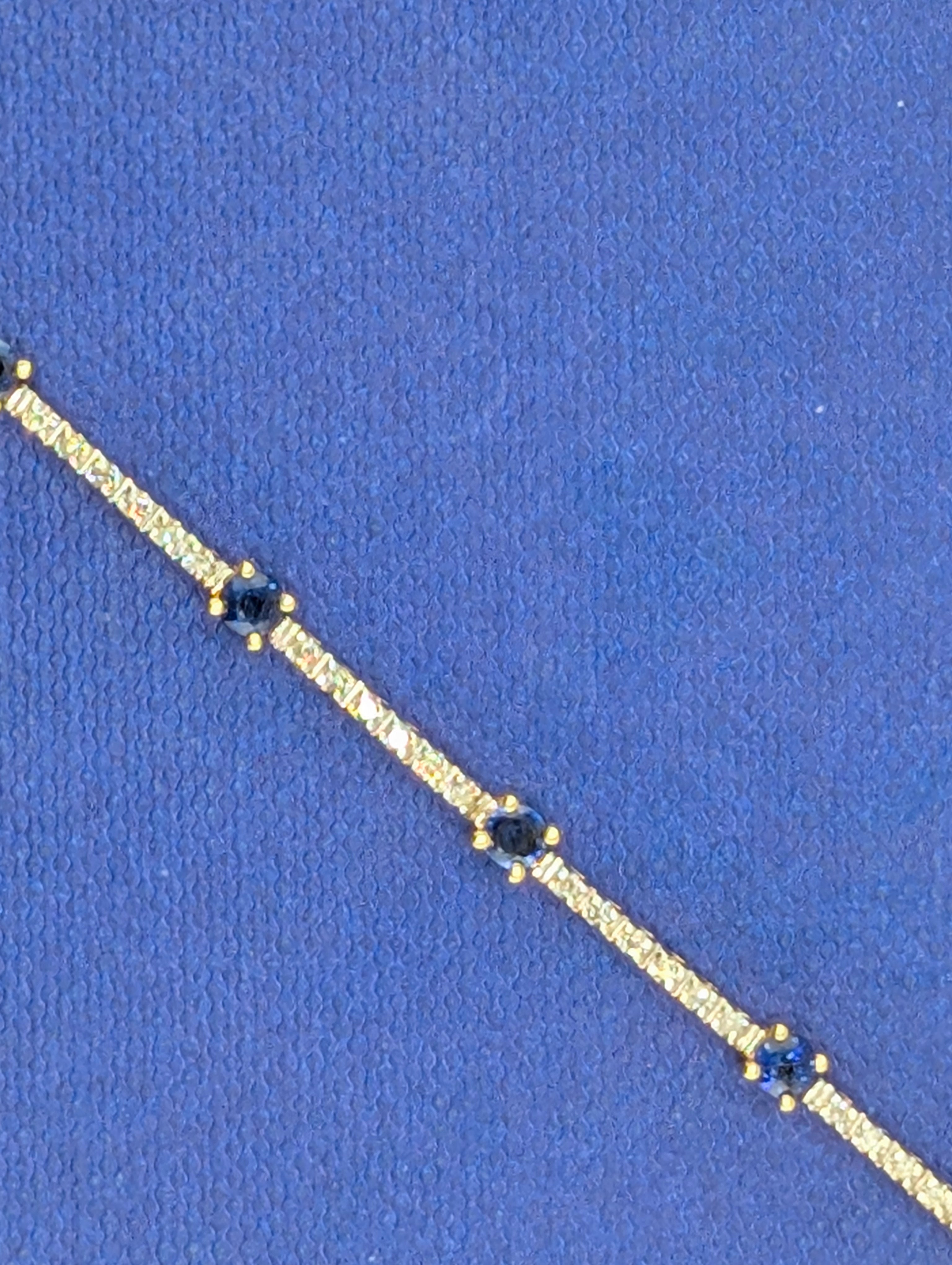 14 Karat Sapphire and Diamond Line Braceelet