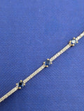 14k Yellow and White Gold Line Bracelet with Sapphire & Diamond - 8.1g