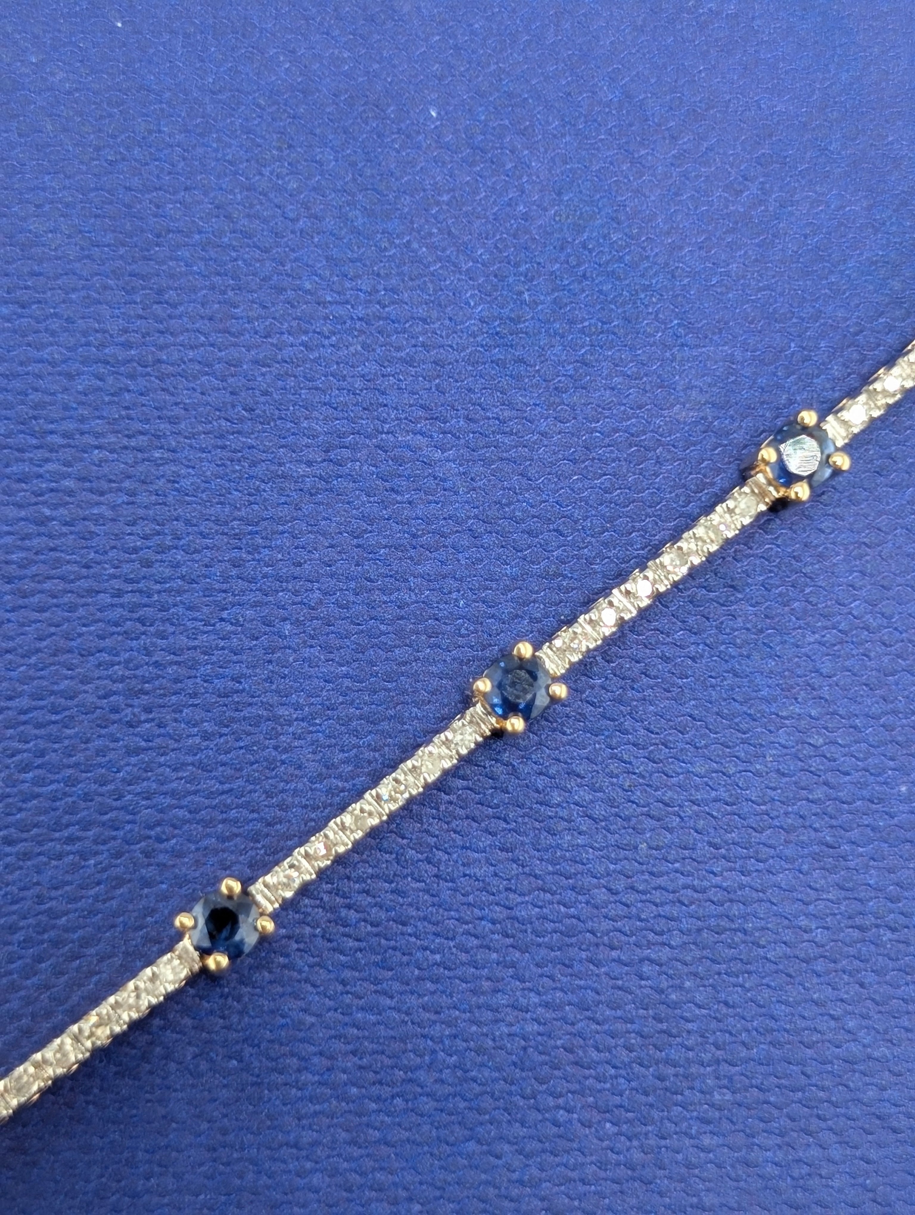 14 Karat Sapphire and Diamond Line Braceelet