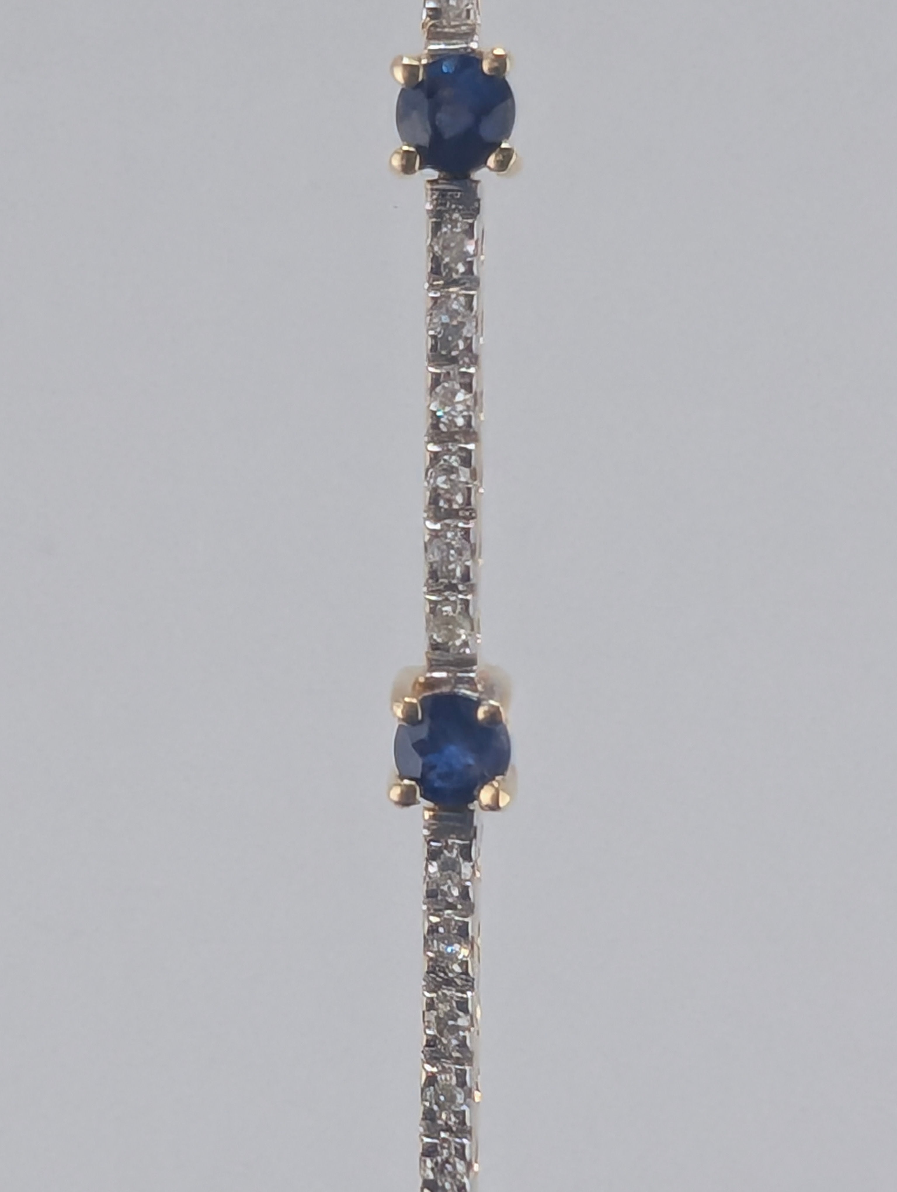 14 Karat Sapphire and Diamond Line Braceelet