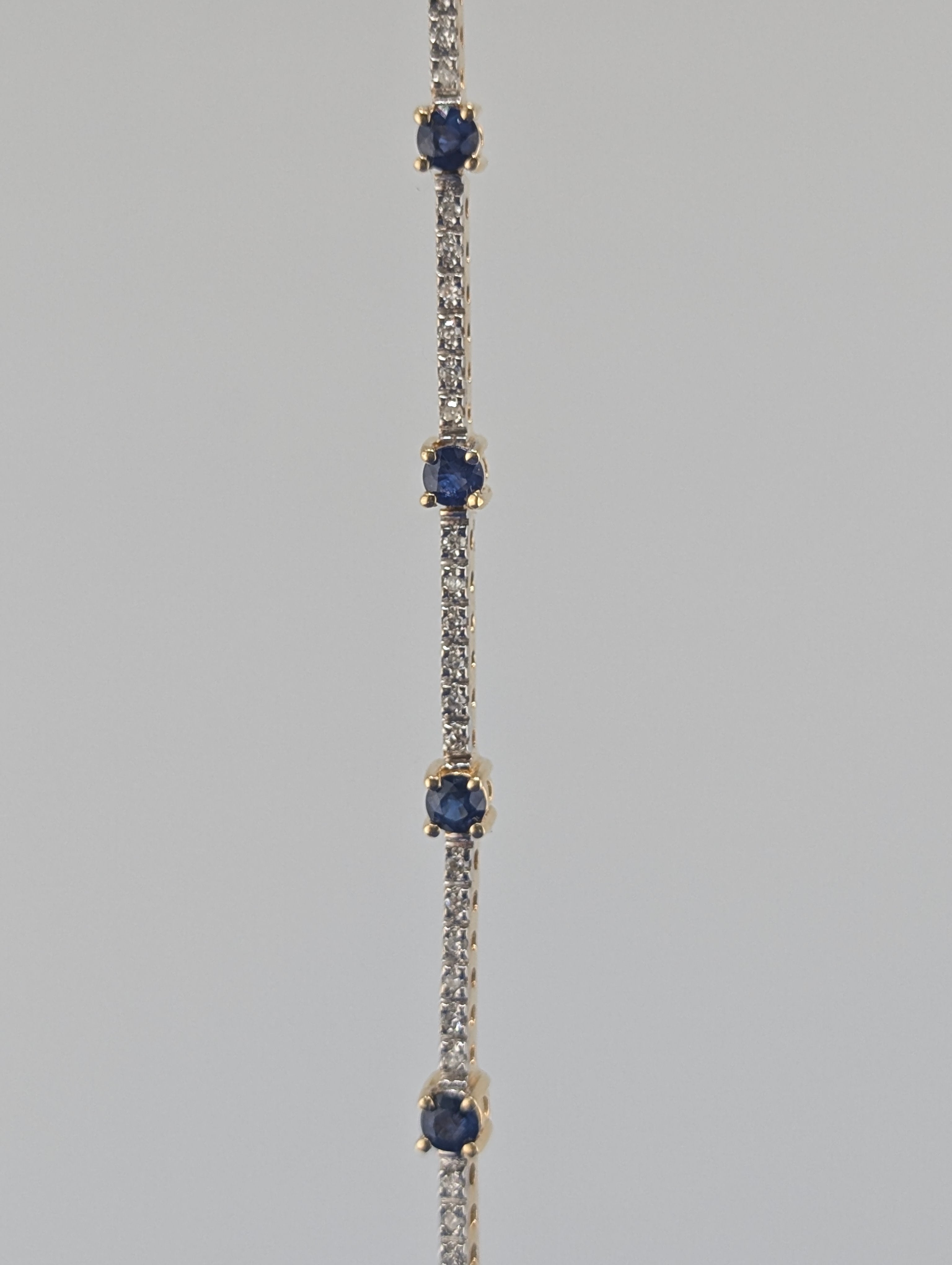 14 Karat Sapphire and Diamond Line Braceelet