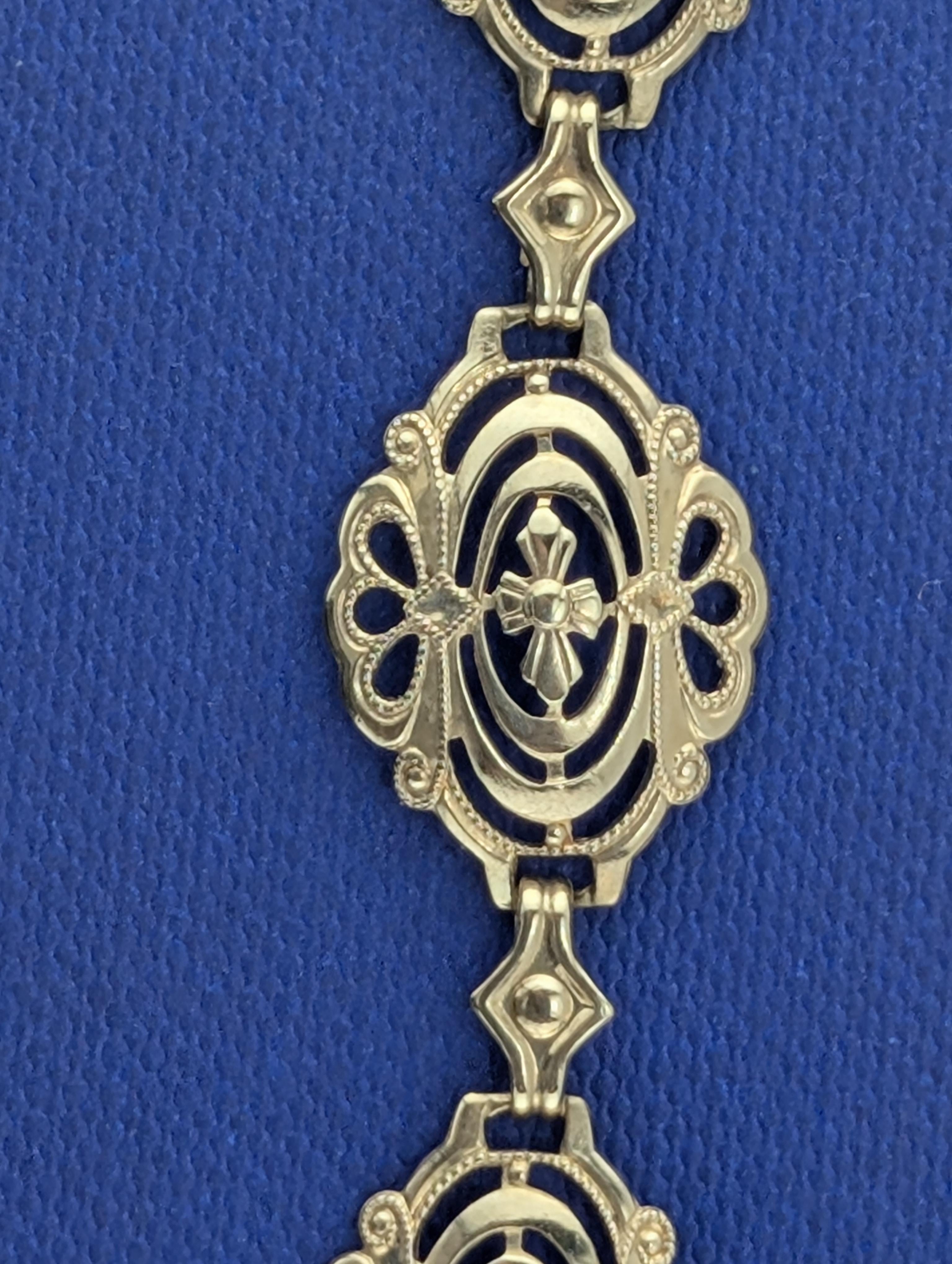 14kt Yellow Gold Filigree Bracelet with .25ct Old European Cut Diamond - 6.2g
