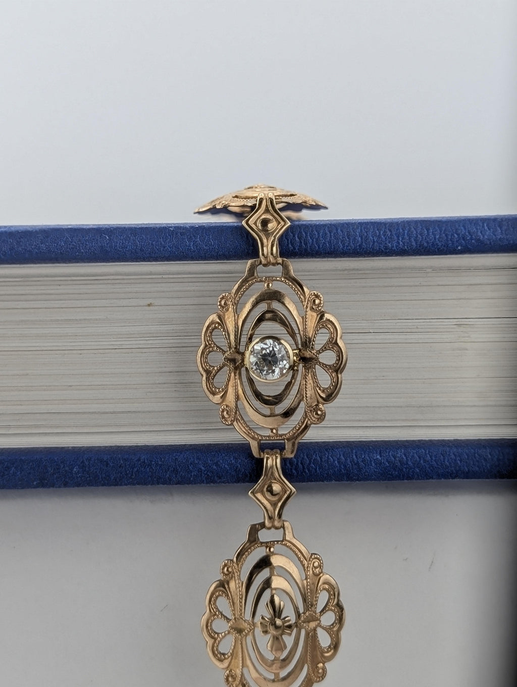 14kt Yellow Gold Filigree Bracelet with .25ct Old European Cut Diamond - 6.2g