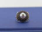 14ky Rose Gold Victorian Pearl and Seed Pearl Bullseye Ring - 3.5g