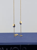 14k Gold Chain Necklace with Oval & Round Accents 36.5cm - 4.8g