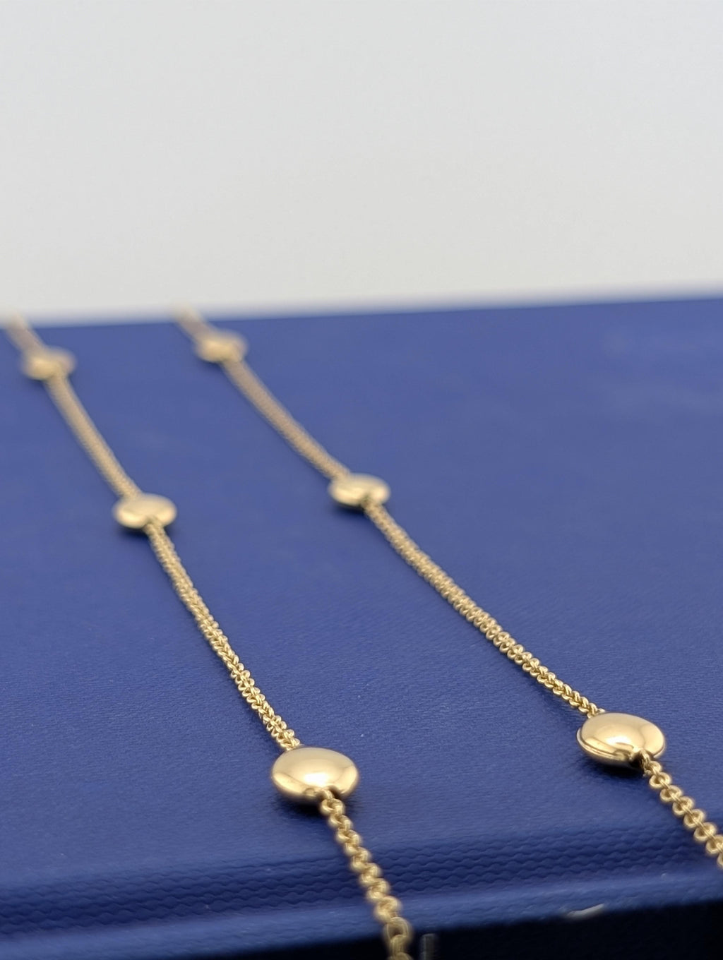 14k Gold Chain Necklace with Oval & Round Accents 36.5cm - 4.8g