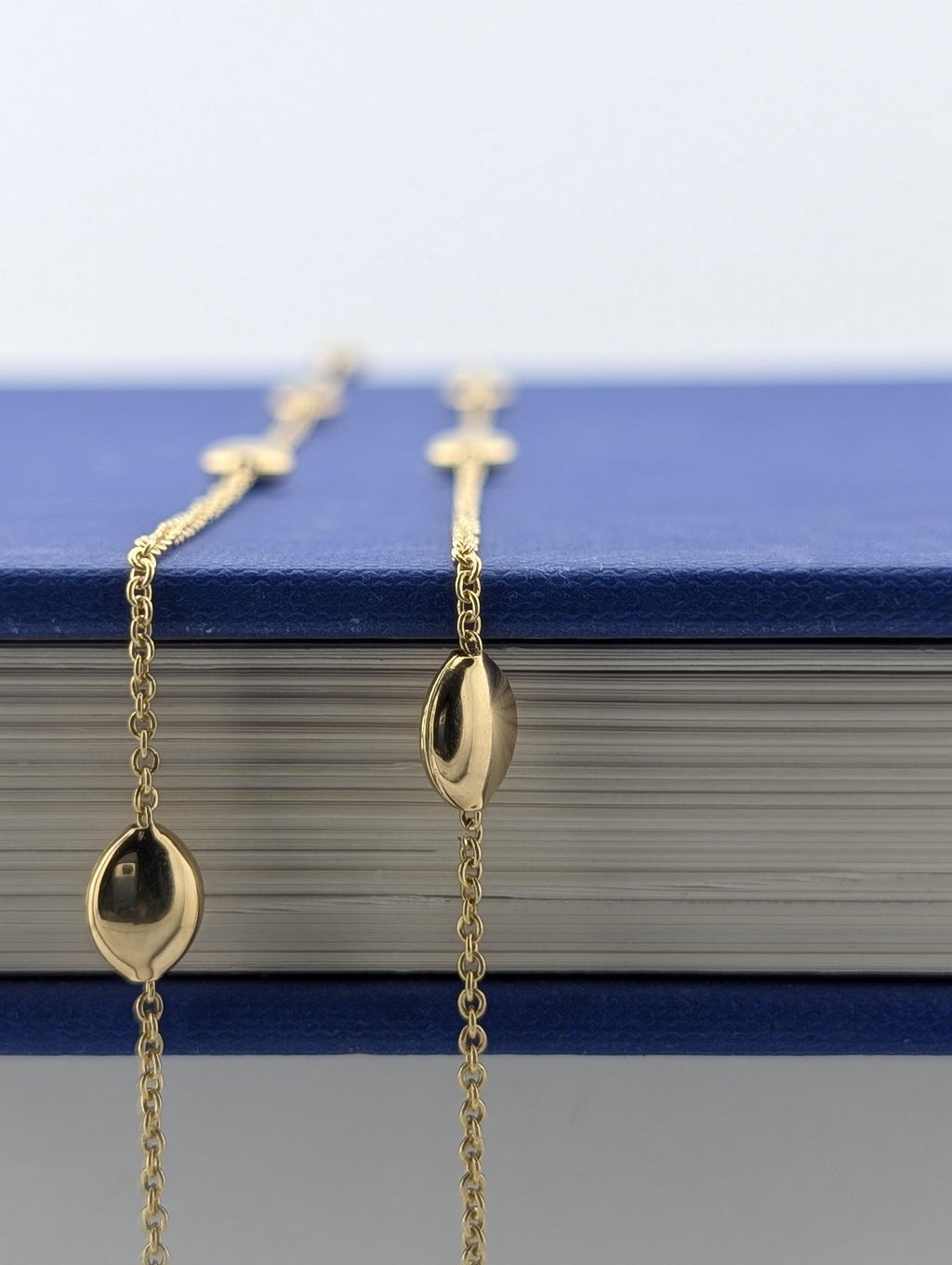 14k Gold Chain Necklace with Oval & Round Accents 36.5cm - 4.8g