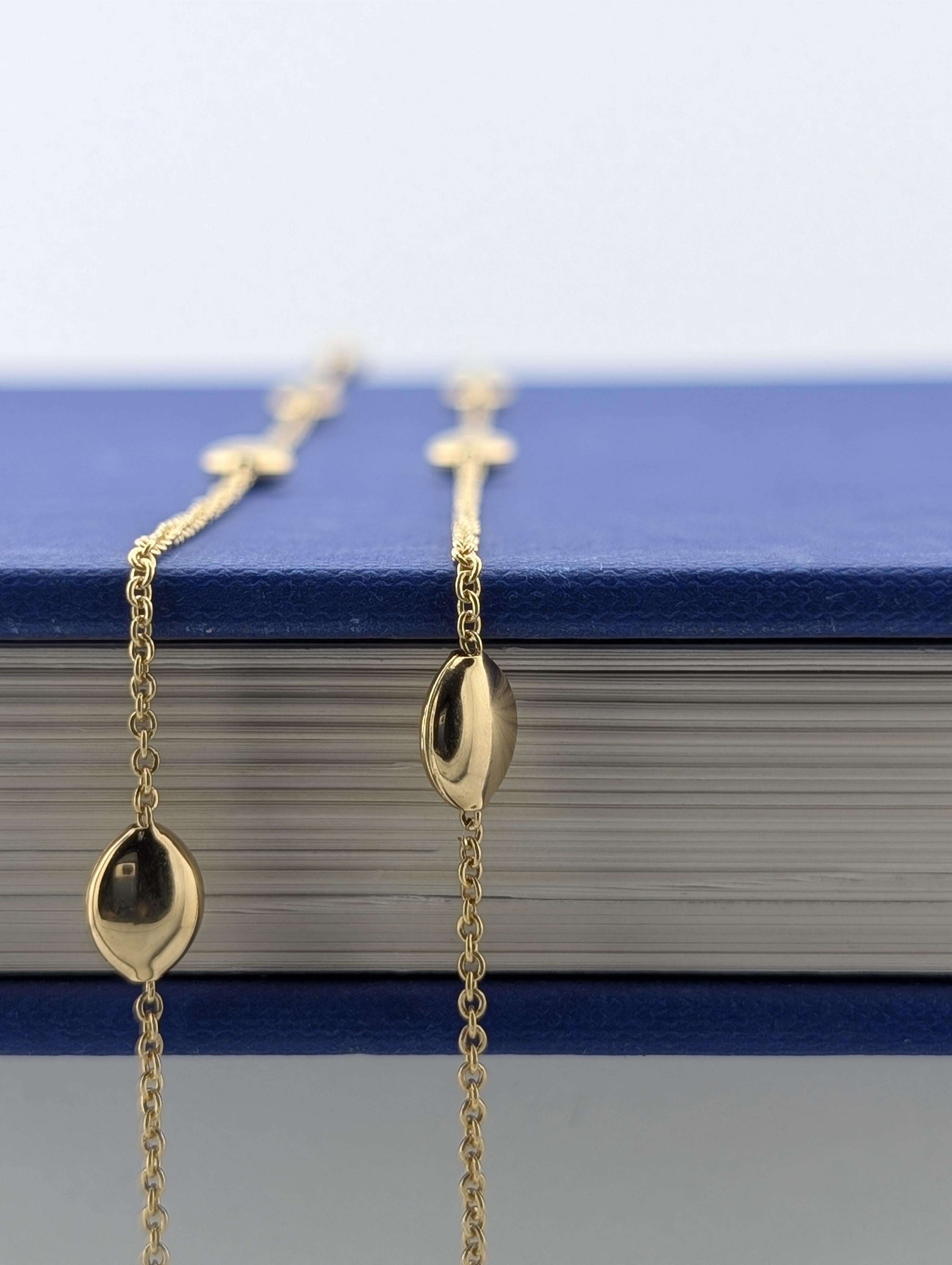 14k Gold Chain Necklace with Oval & Round Accents 36.5cm - 4.8g