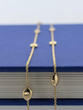 14k Gold Chain Necklace with Oval & Round Accents 36.5cm - 4.8g