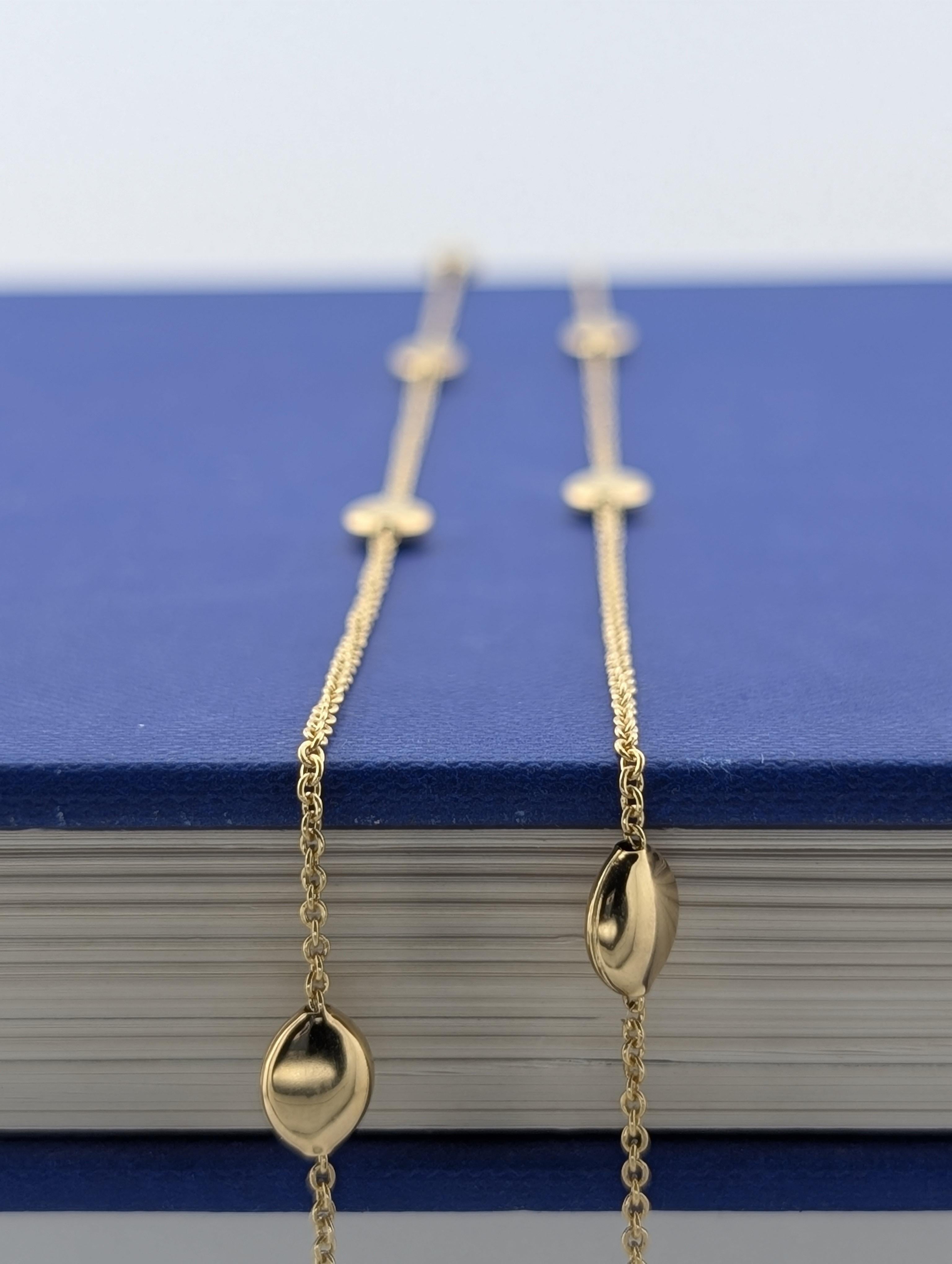 14k Gold Chain Necklace with Oval & Round Accents 36.5cm - 4.8g