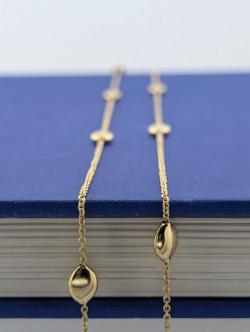 14k Gold Chain Necklace with Oval & Round Accents 36.5cm - 4.8g