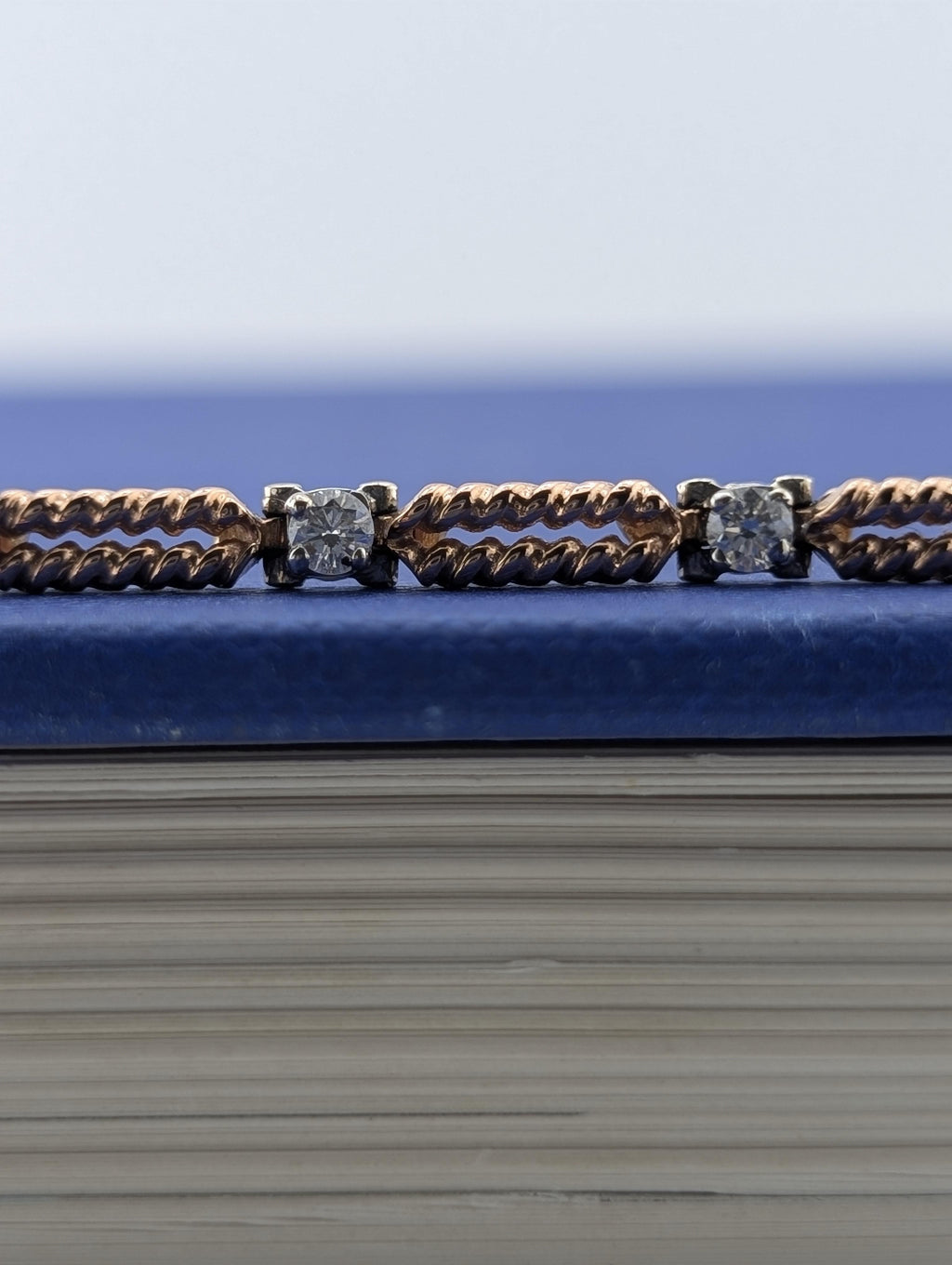 14kt Rose White Gold Open Rope Tennis Bracelet - 9.5g