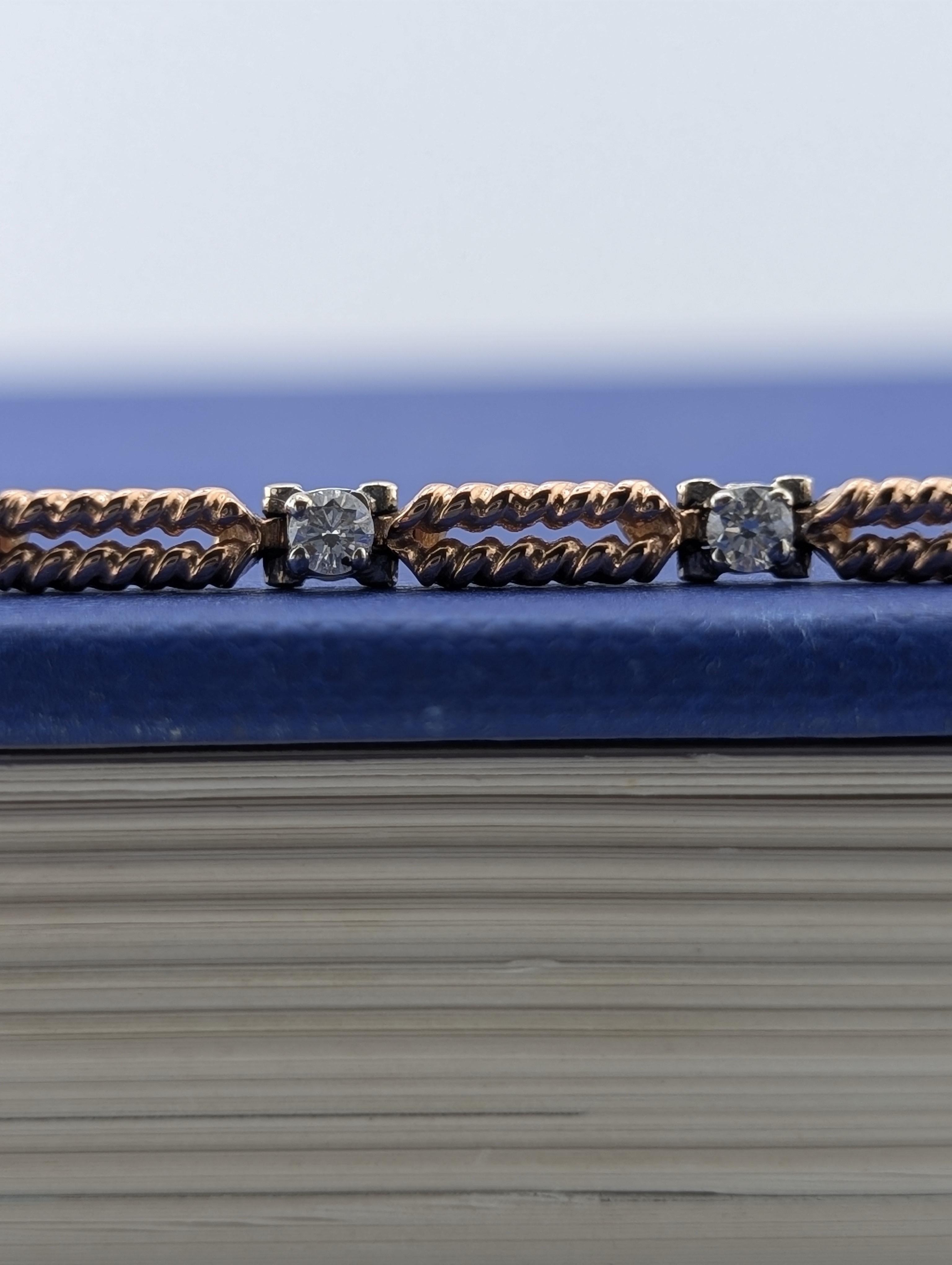 14kt Rose White Gold Open Rope Tennis Bracelet - 9.5g