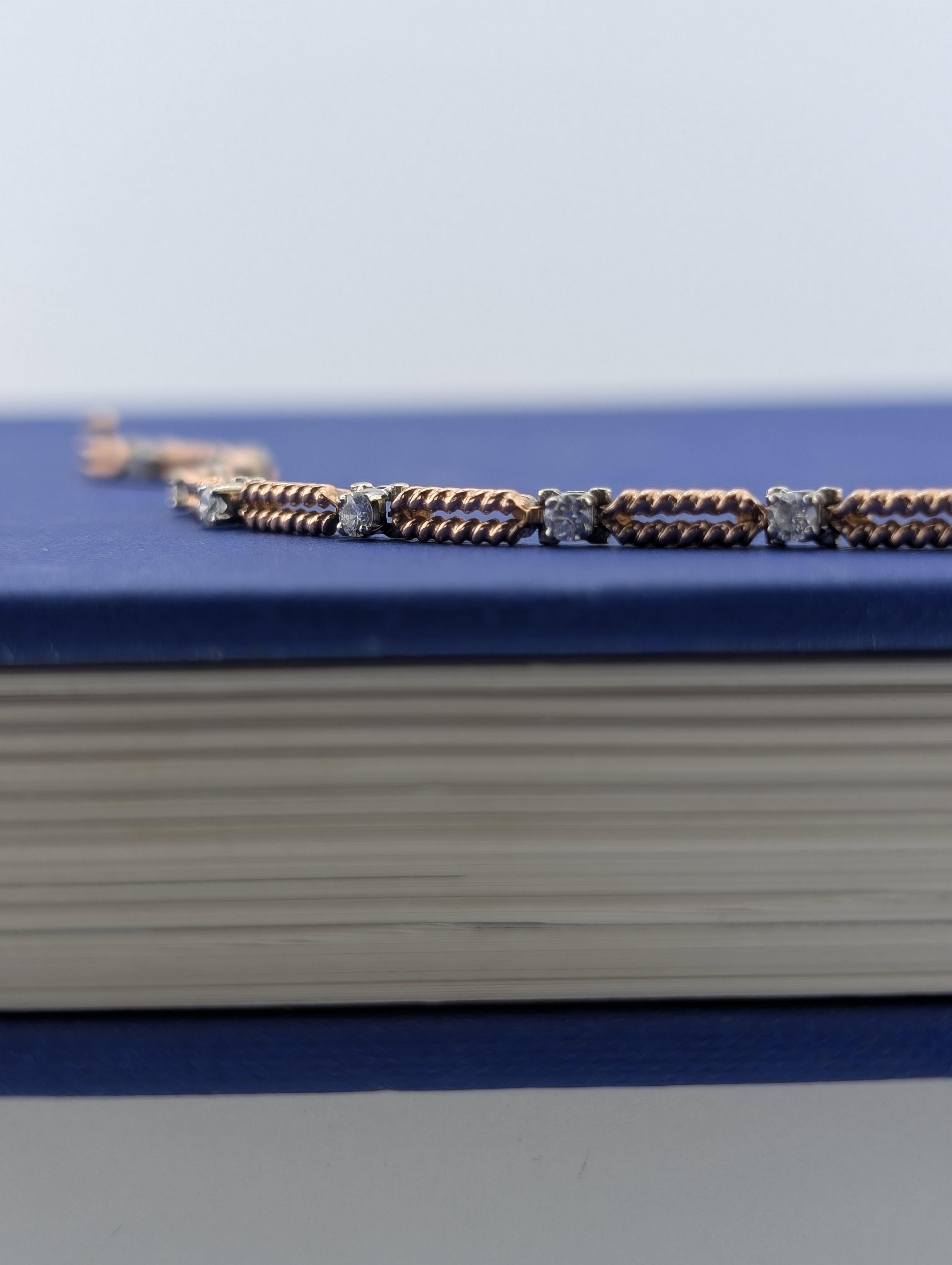14kt Rose White Gold Open Rope Tennis Bracelet - 9.5g