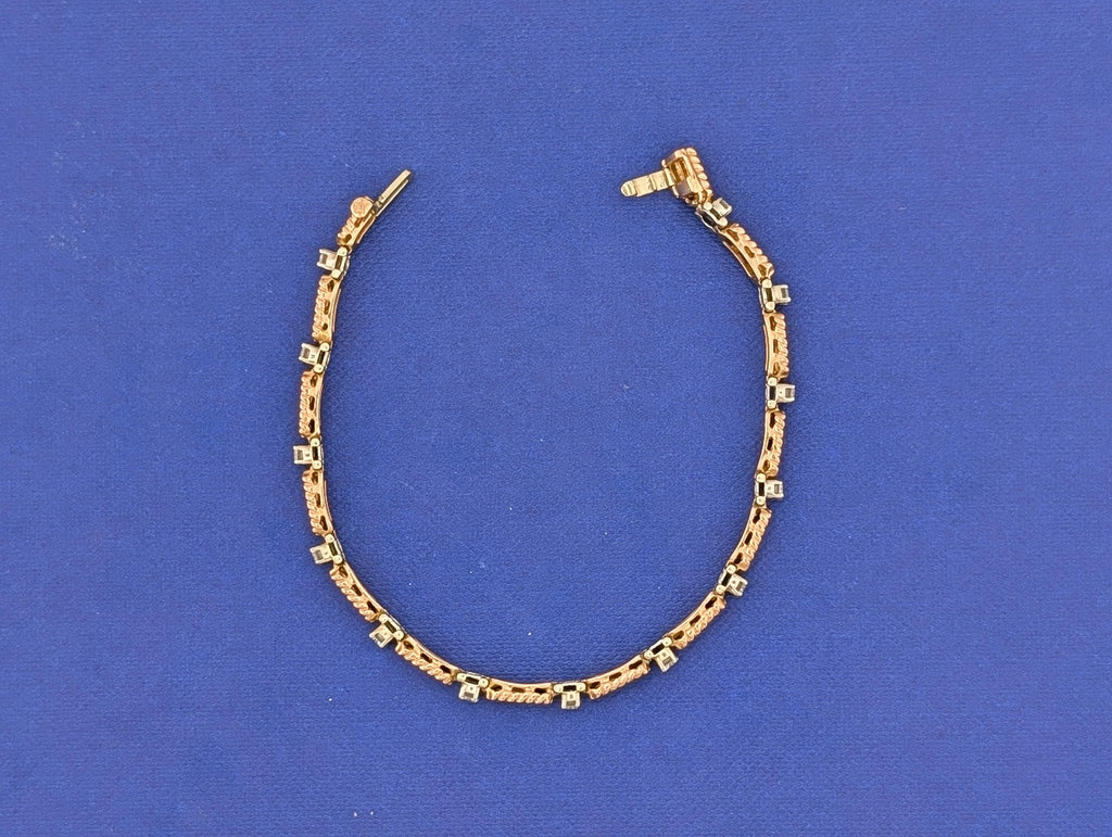 14kt Rose White Gold Open Rope Tennis Bracelet - 9.5g