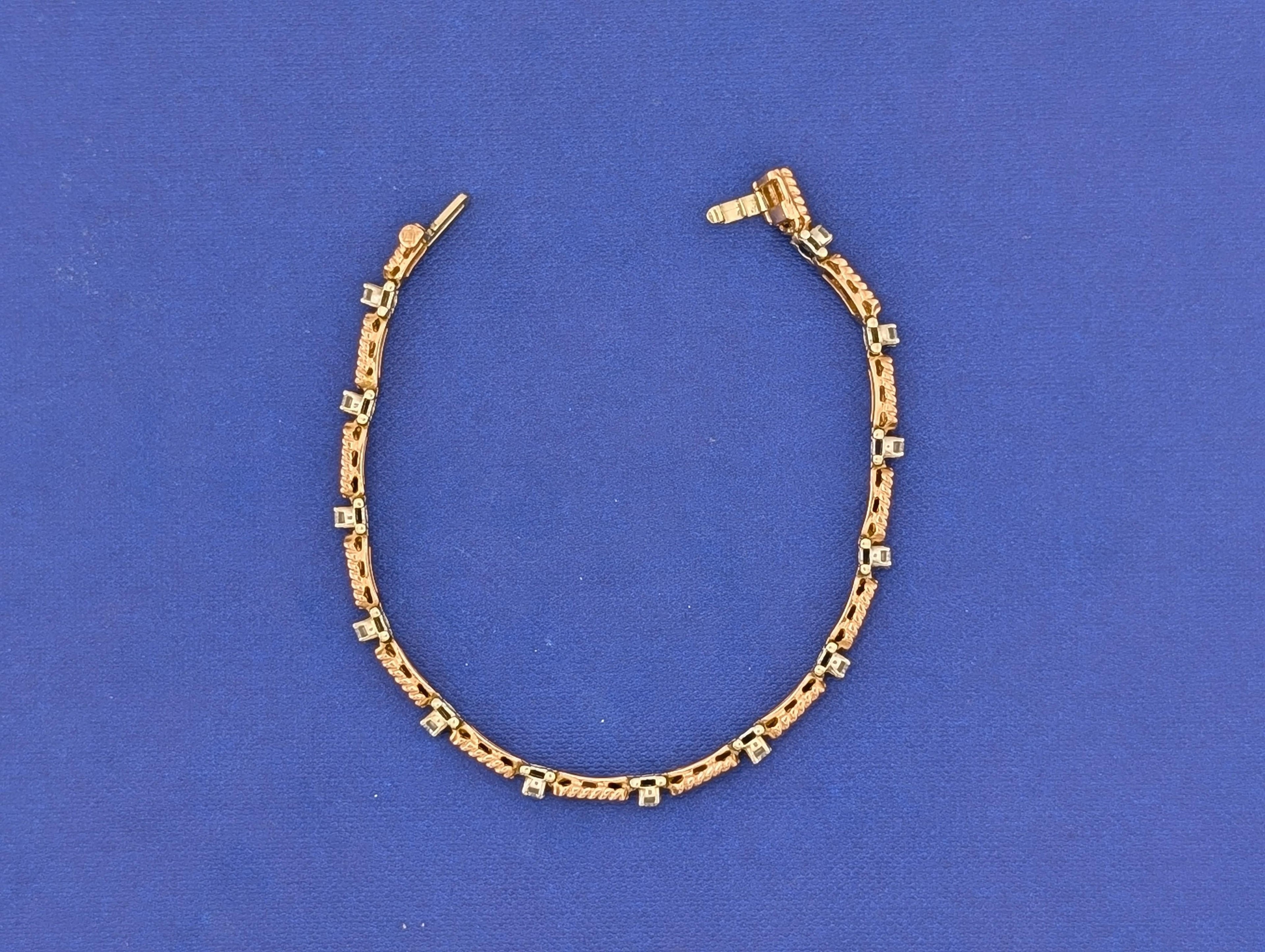 14kt Rose White Gold Open Rope Tennis Bracelet - 9.5g
