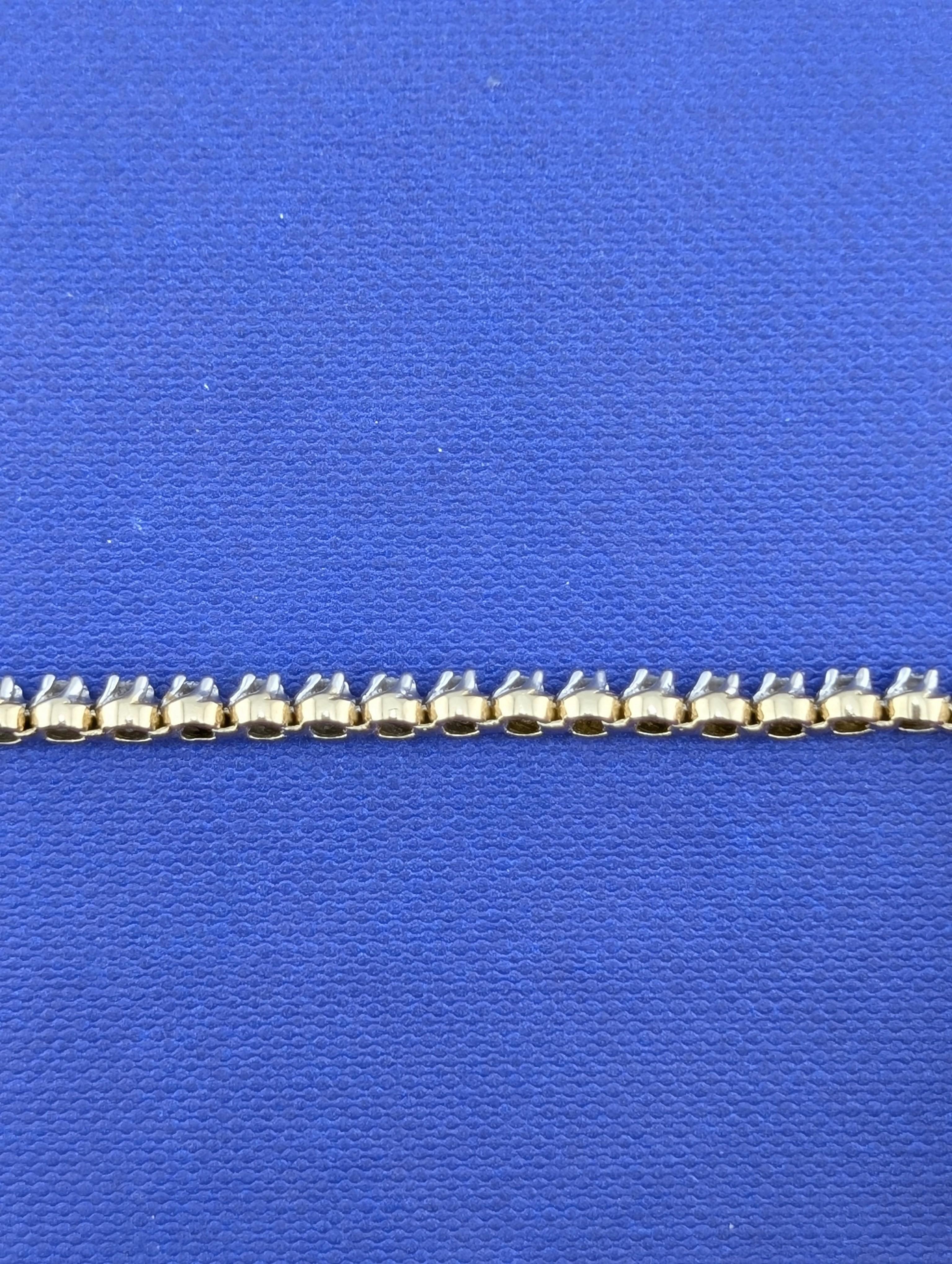 14kt Yellow and White Gold and Diamond Tennis Line Bracelet - 8.4g