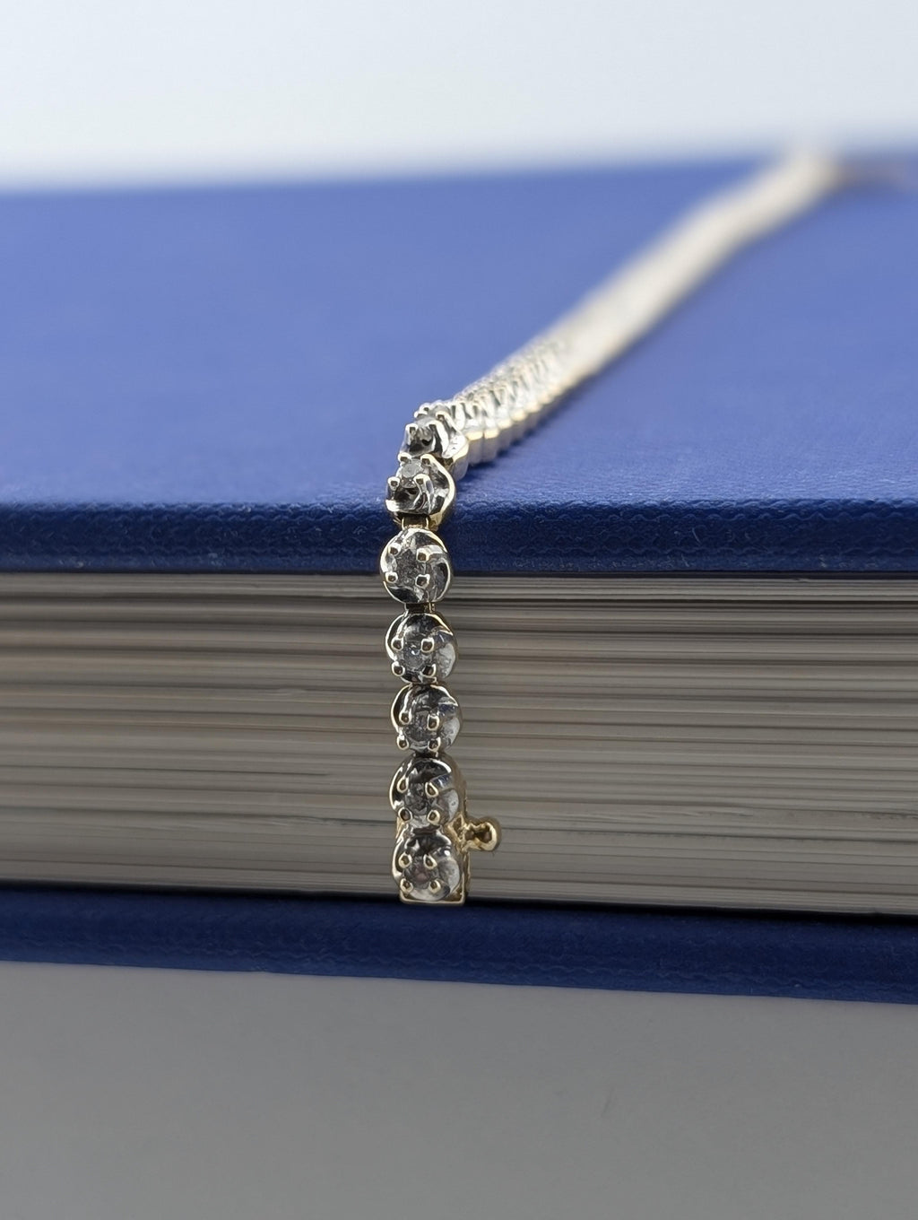 14kt Yellow and White Gold and Diamond Tennis Line Bracelet - 8.4g