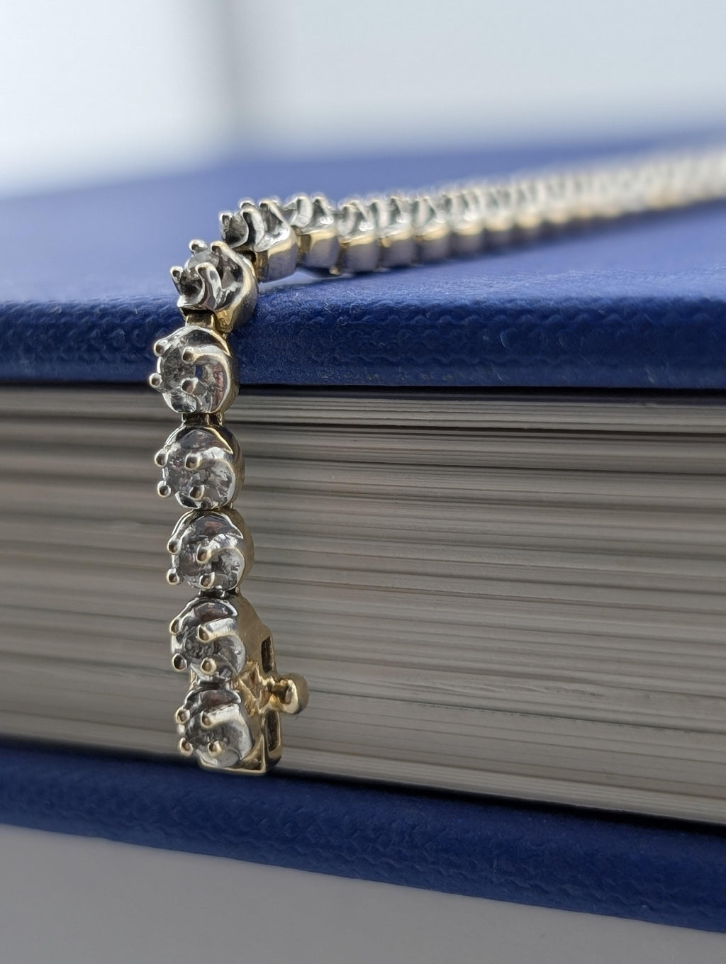 14kt Yellow and White Gold and Diamond Tennis Line Bracelet - 8.4g
