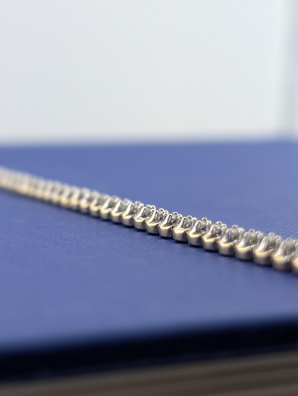 14kt Yellow and White Gold and Diamond Tennis Line Bracelet - 8.4g