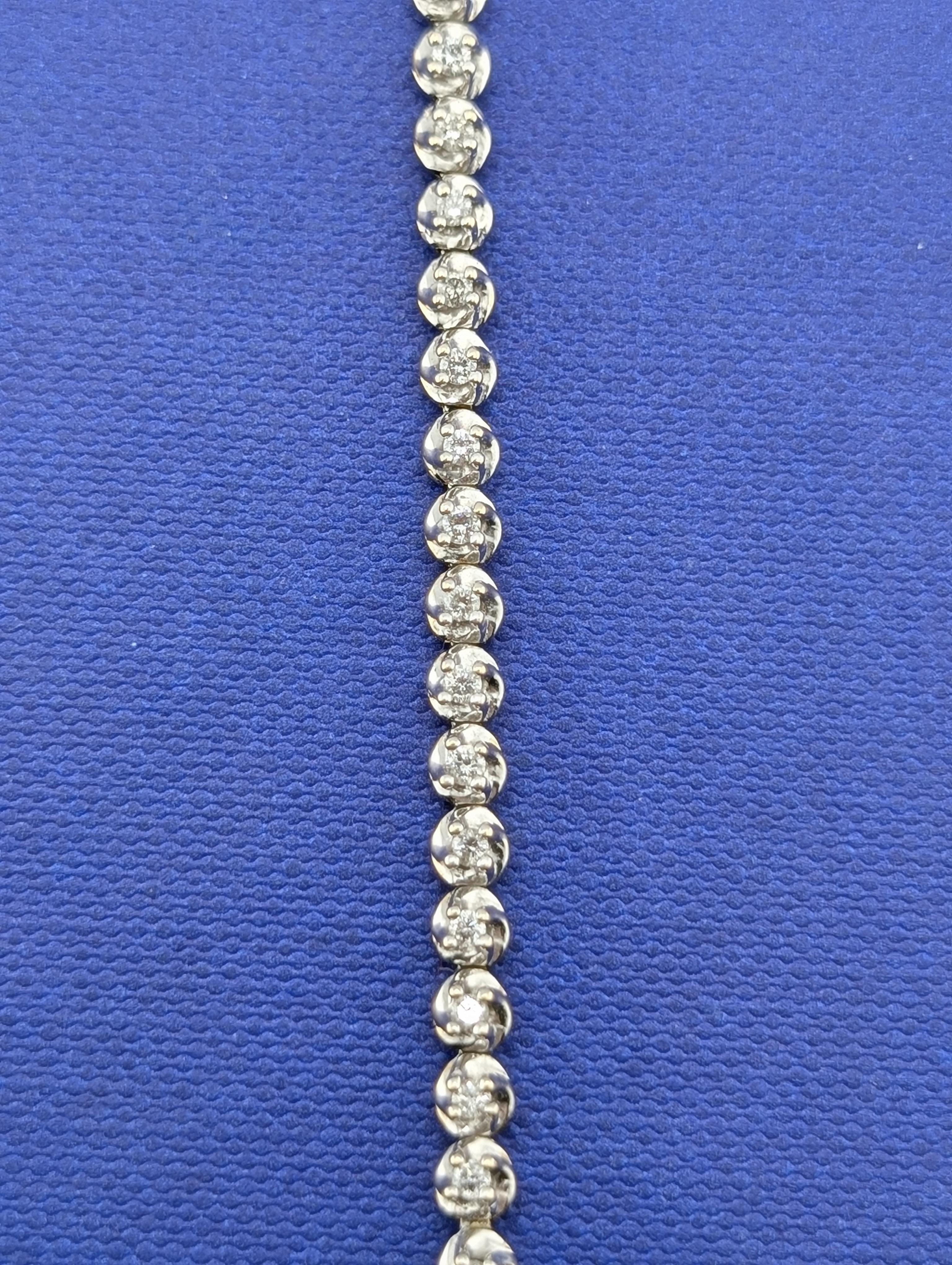 14kt Yellow and White Gold and Diamond Tennis Line Bracelet - 8.4g