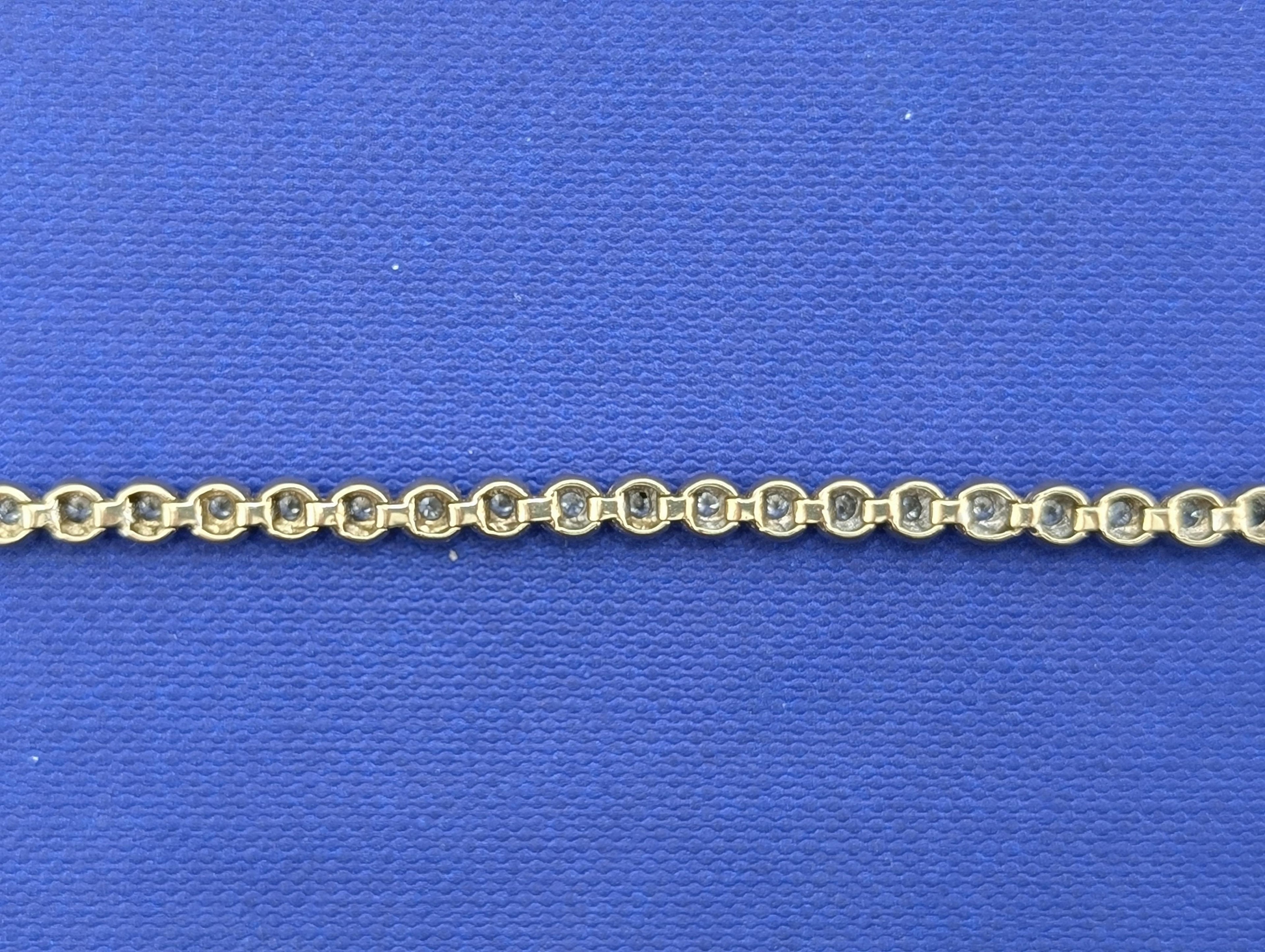 14kt Yellow and White Gold and Diamond Tennis Line Bracelet - 8.4g