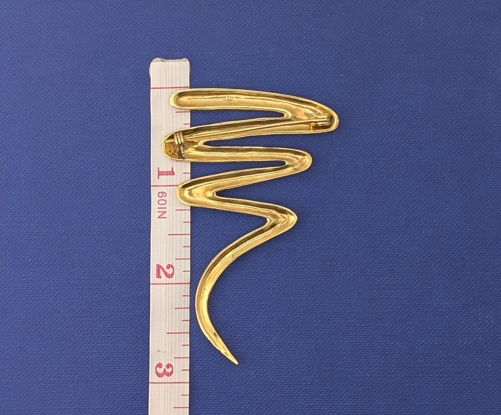 18kt Yellow Gold Zig Zag Squiggle Pin/Brooch - 16.0g