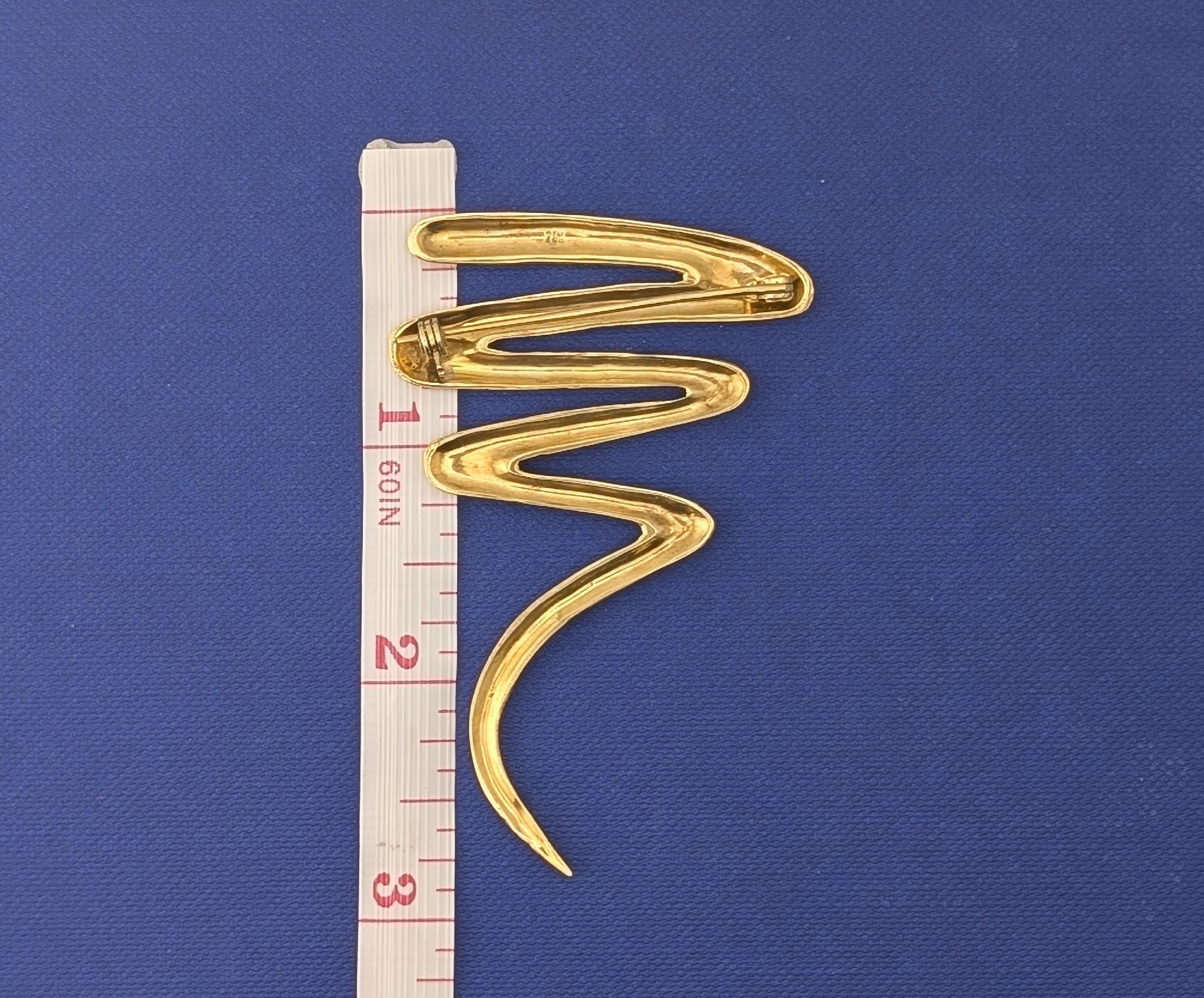 18kt Yellow Gold Zig Zag Squiggle Pin/Brooch - 16.0g