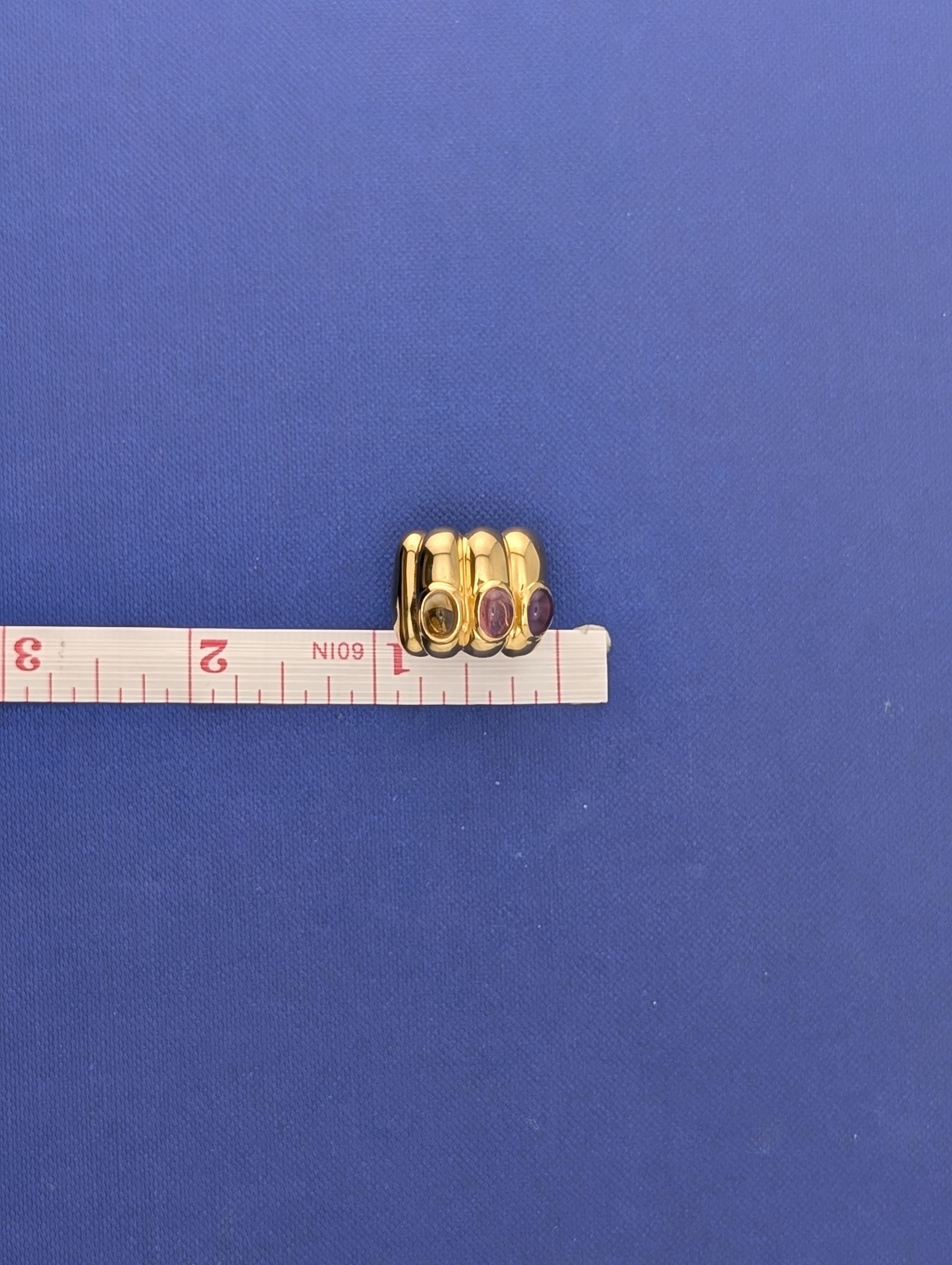 14kt YG RAAFTY Ribbed Amethyst, Citrine, and Tourmaline Earrings - 15.5g