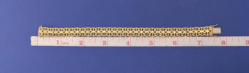 14kt Yellow Gold dosed x-link Bracelet - 26.1g