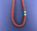 27.5 in Sponge Coral, Turquoise, and Shell Necklace - 75.1g