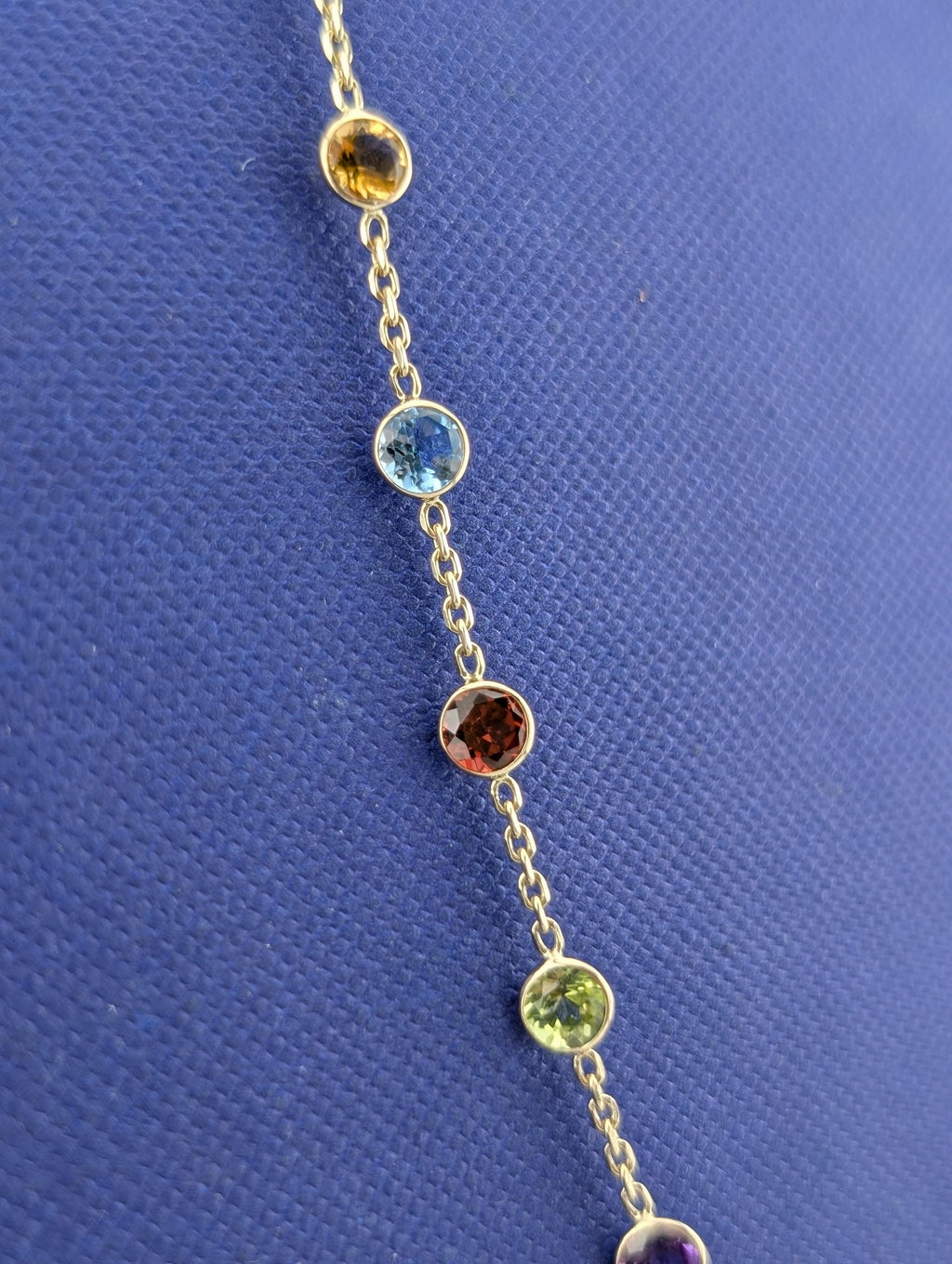 14kt Semi Precious Bezel Station Necklace - 4g