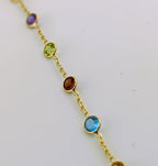 14kt Semi Precious Bezel Station Necklace - 4g