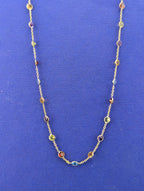 14kt Semi Precious Bezel Station Necklace - 4g