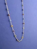 14kt Semi Precious Bezel Station Necklace - 4g
