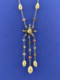 14ky Yellow Gold Tourmaline and Citrine Lariat Fringe Necklace - 15.5g