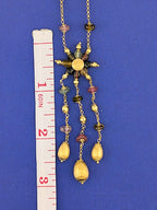 14ky Yellow Gold Tourmaline and Citrine Lariat Fringe Necklace - 15.5g