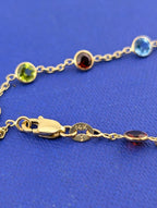 14kt Semi Precious Bezel Station Necklace - 4g