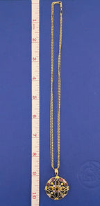14kt Yellow Gold Citrine,Tourmaline, Sapphire, Garnet Medallion Necklace -13.4 g