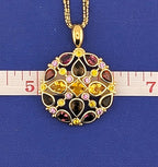 14kt Yellow Gold Citrine,Tourmaline, Sapphire, Garnet Medallion Necklace -13.4 g