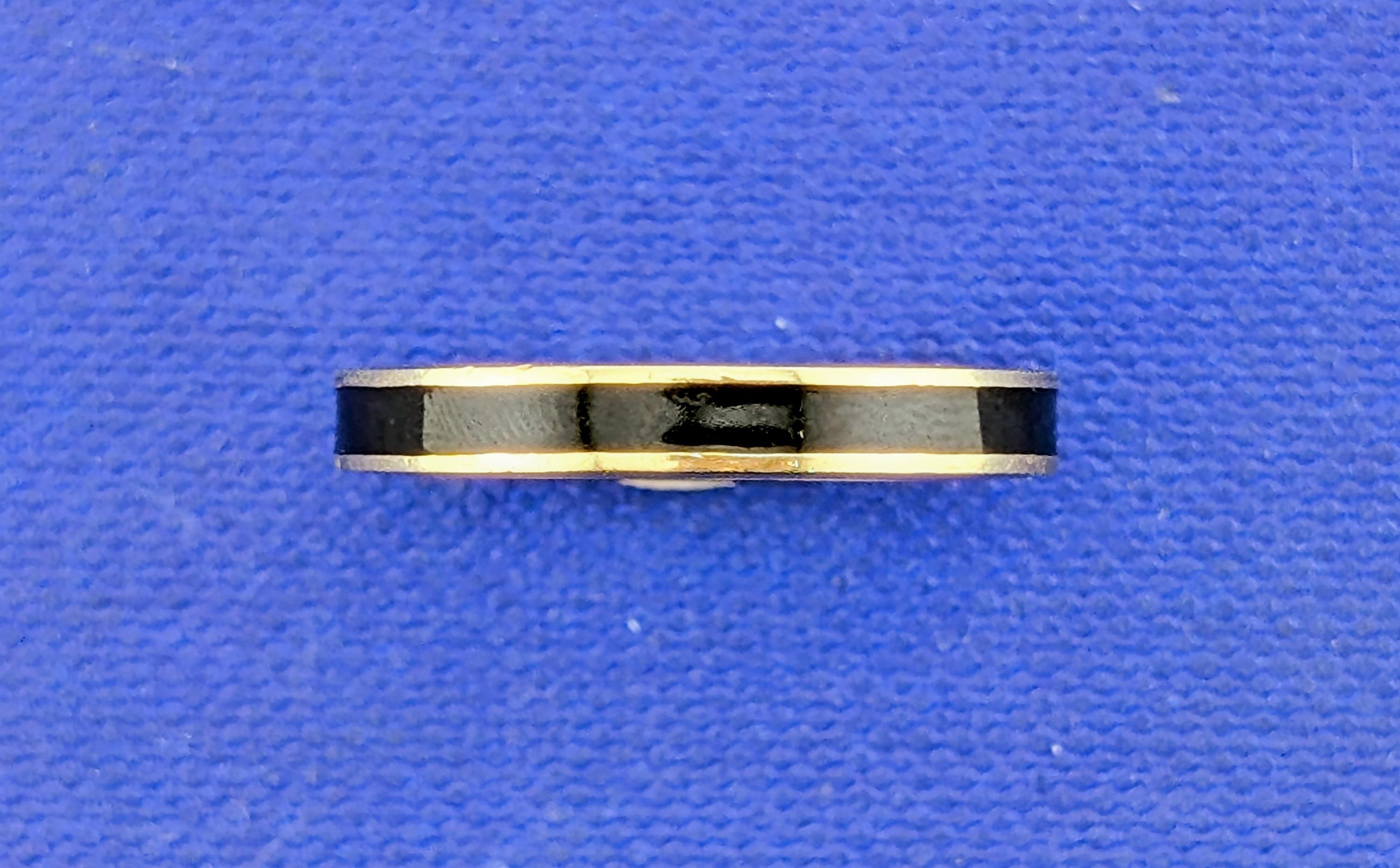 18kt Yellow Gold Hidalgo Black Channel Enamel Band - 4.8g