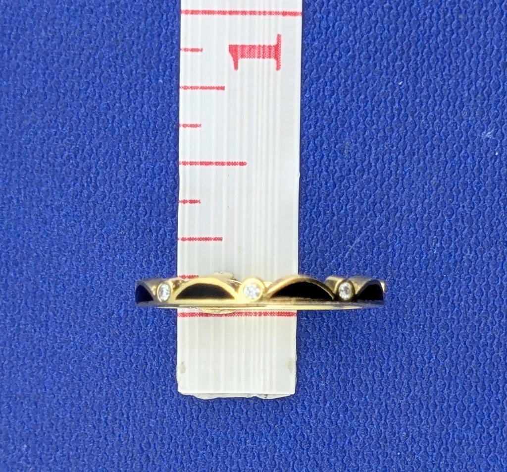 18kt Yellow Gold Black Enamel and Diamond Scalloped Hidalgo Band - 2.7g