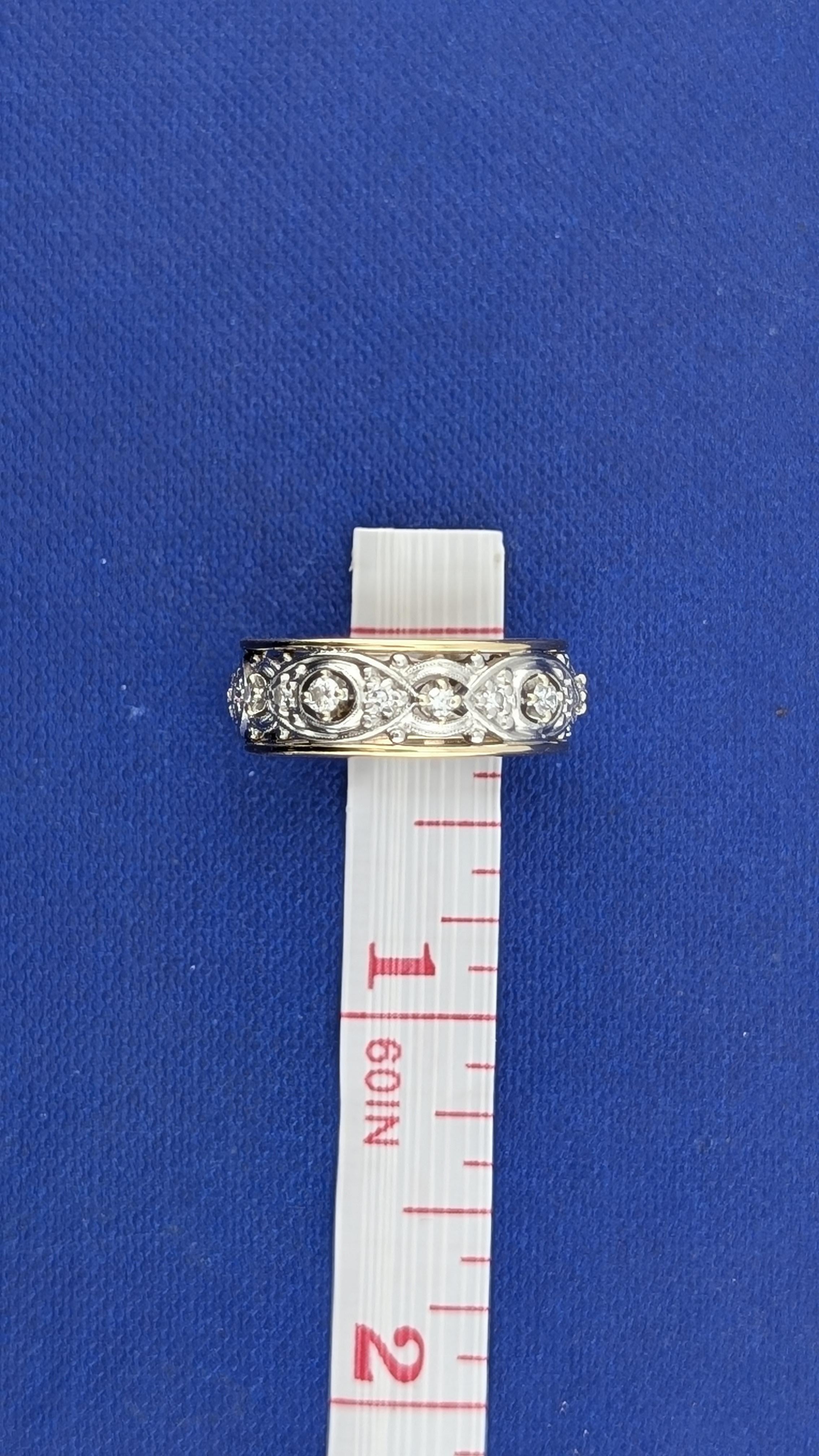 14kt YG, Plat, Diamond Filigree Ring- 6.2g